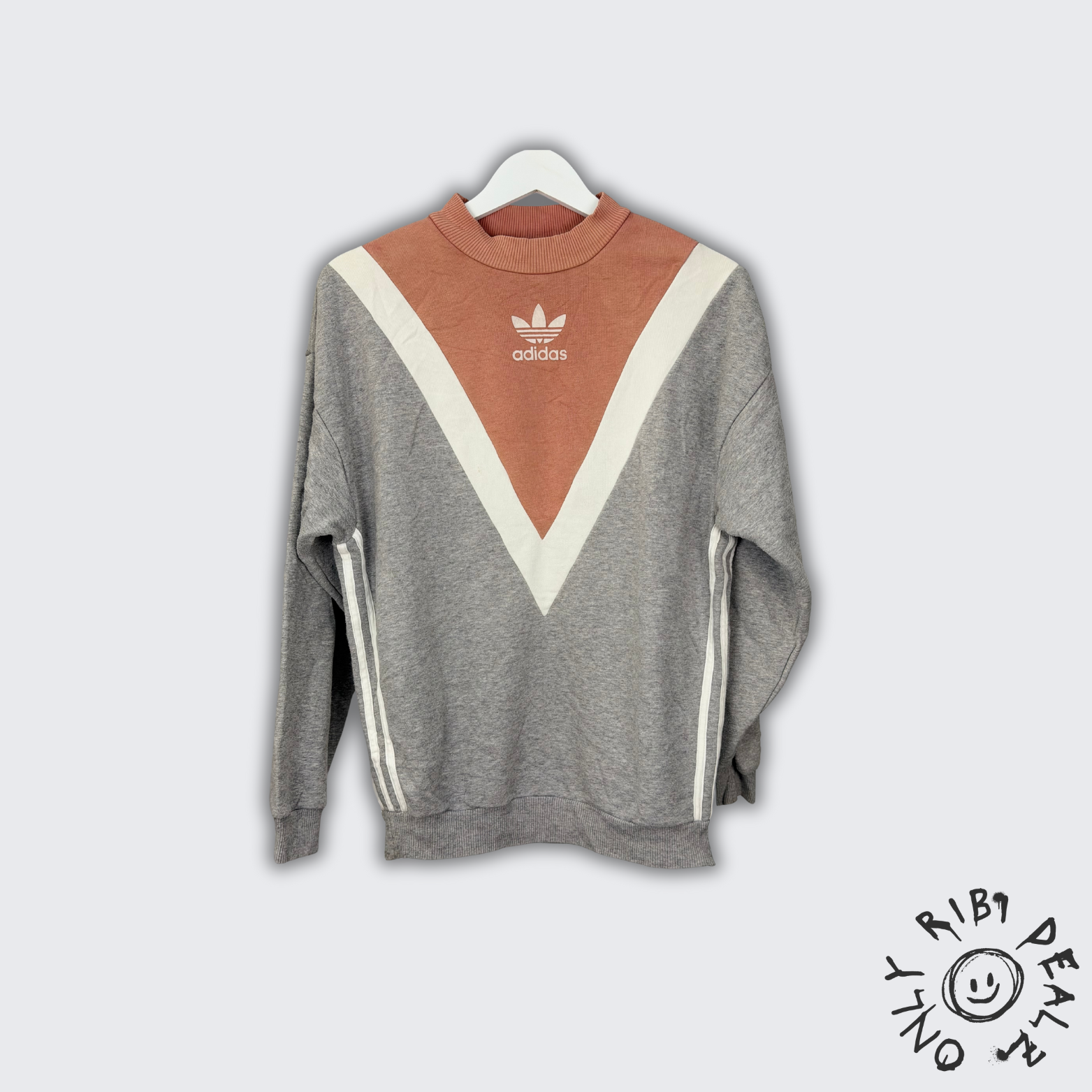 adidas Vintage V-Panel Sweatshirt – Grau / Rose (XS)