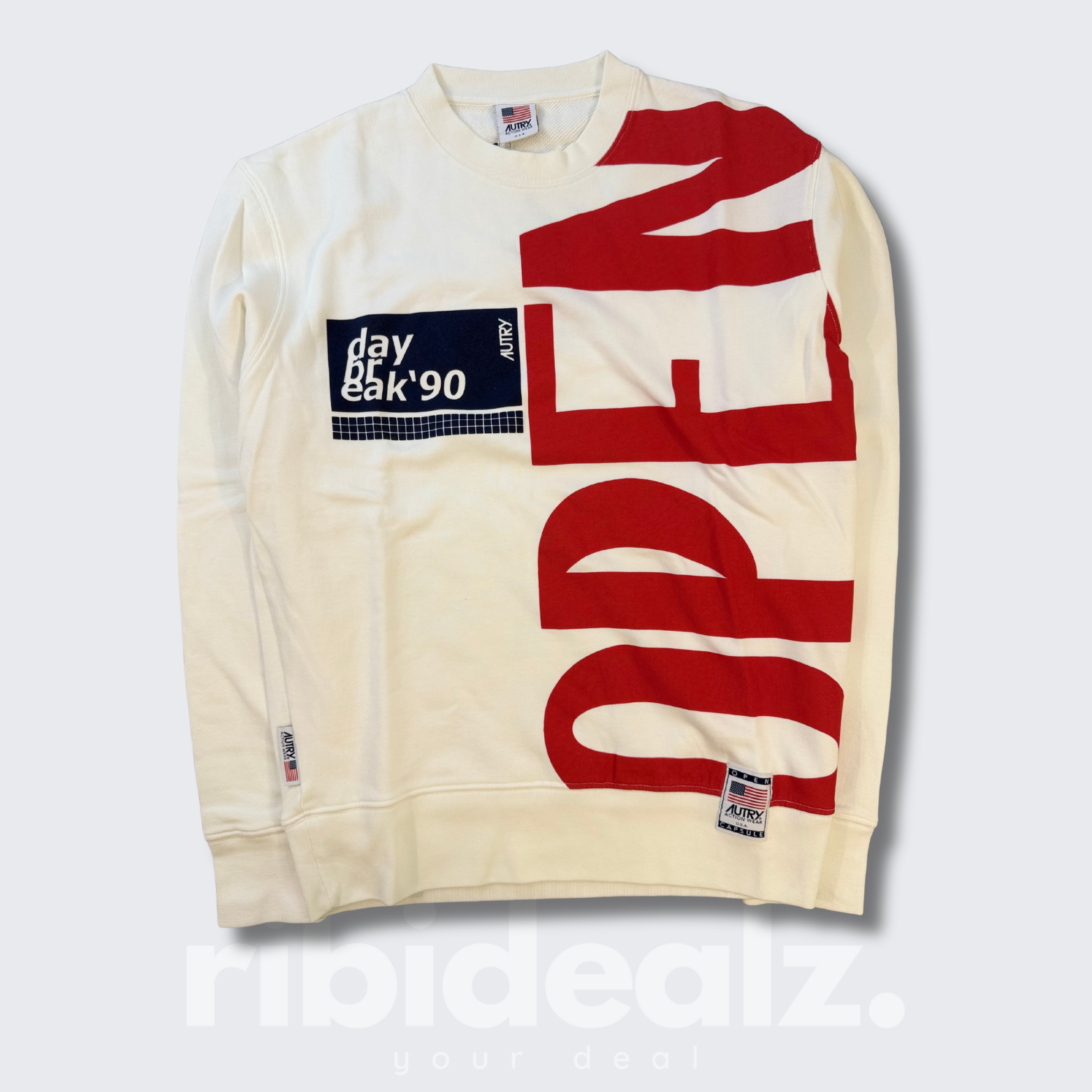 AUTRY Action Wear Sweatshirt „day break ’90“ Weiß/Rot/Blau – Neu