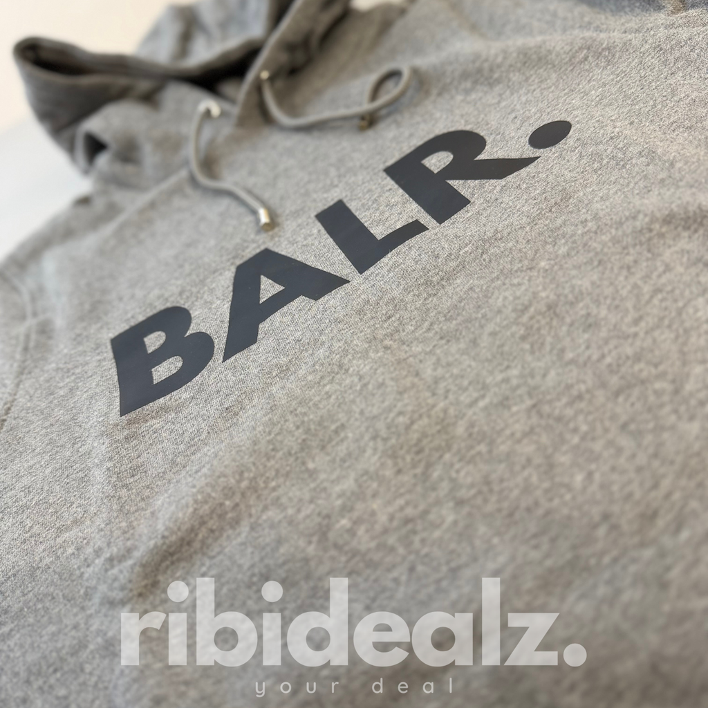BALR. Hoodie Grau Meliert Big Logo Print – Herren – Größe S – Neu