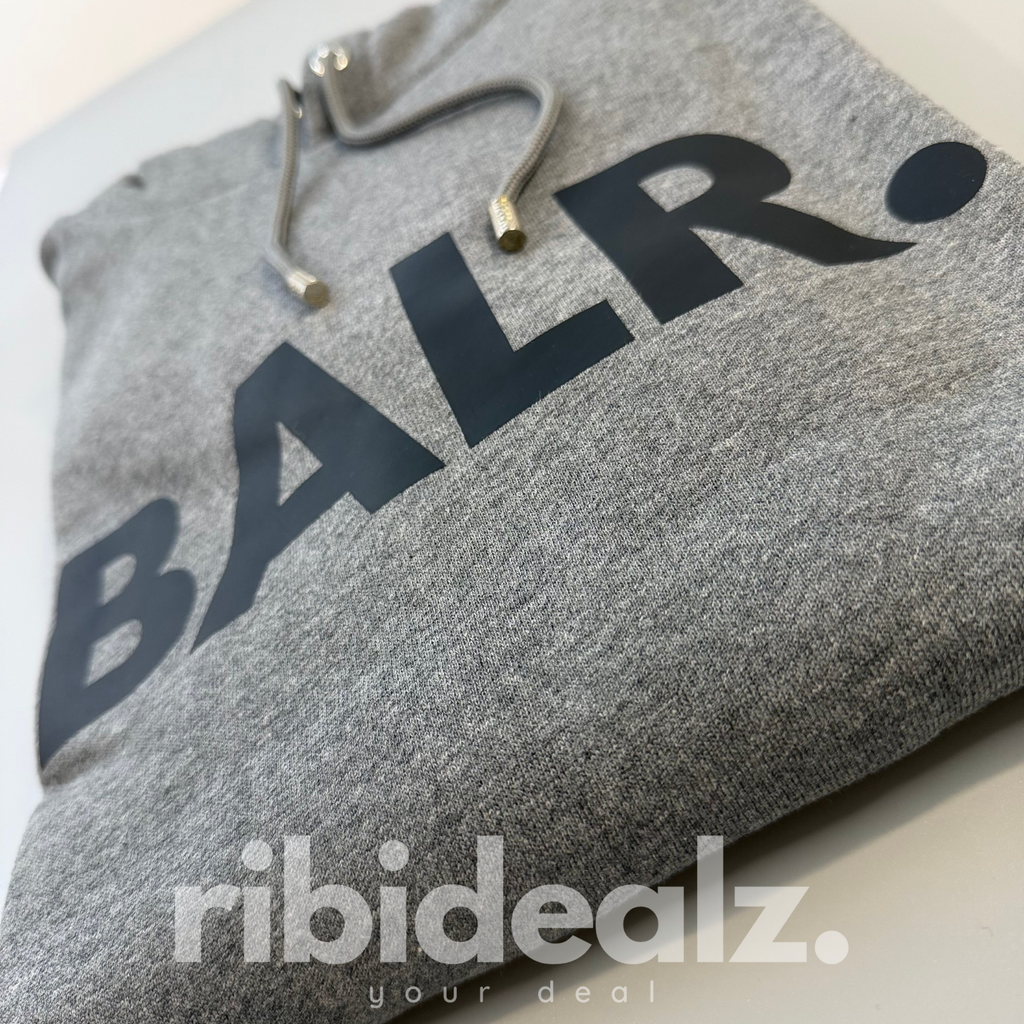 BALR. Hoodie Grau Meliert Big Logo Print – Herren – Größe S – Neu