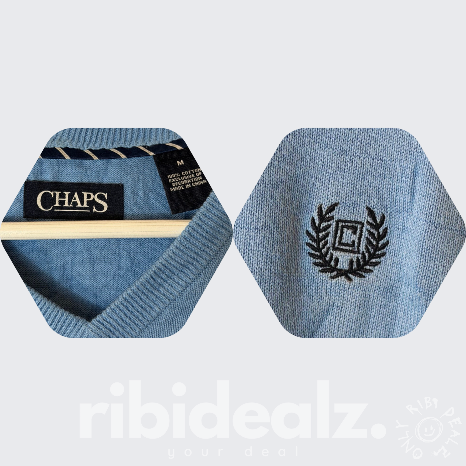 CHAPS Pullunder Herren hellblau – Logo Stick - M