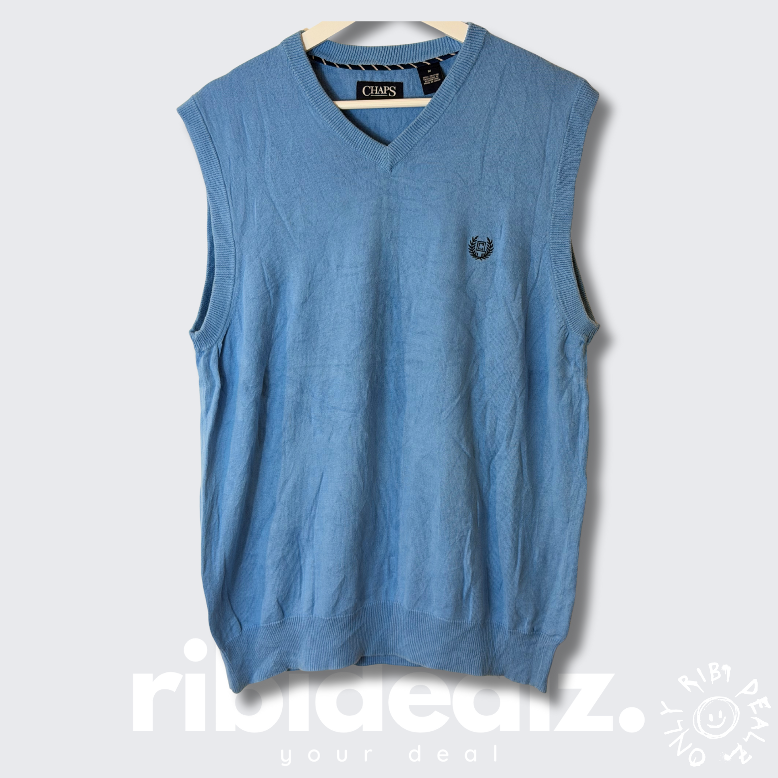 CHAPS Pullunder Herren hellblau – Logo Stick - M