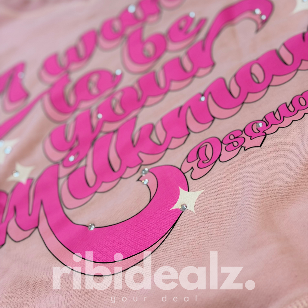 Dsquared2 Sweatshirt Rosa „I Want To Be Your Milkman“ Print – Größe S – Neu