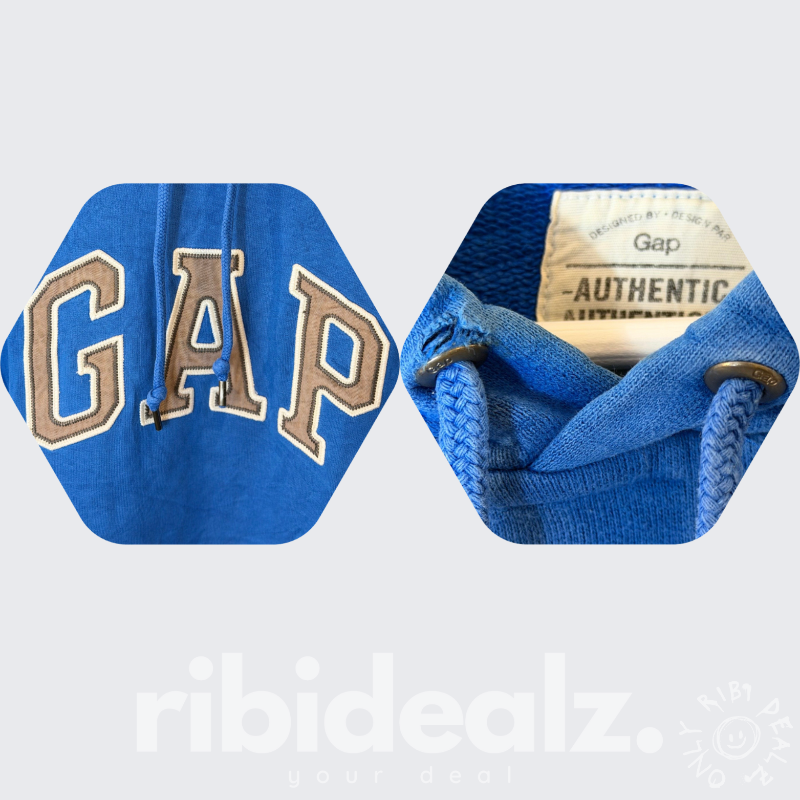 GAP Hoodie Unisex Blau – Logo Print – Größe L