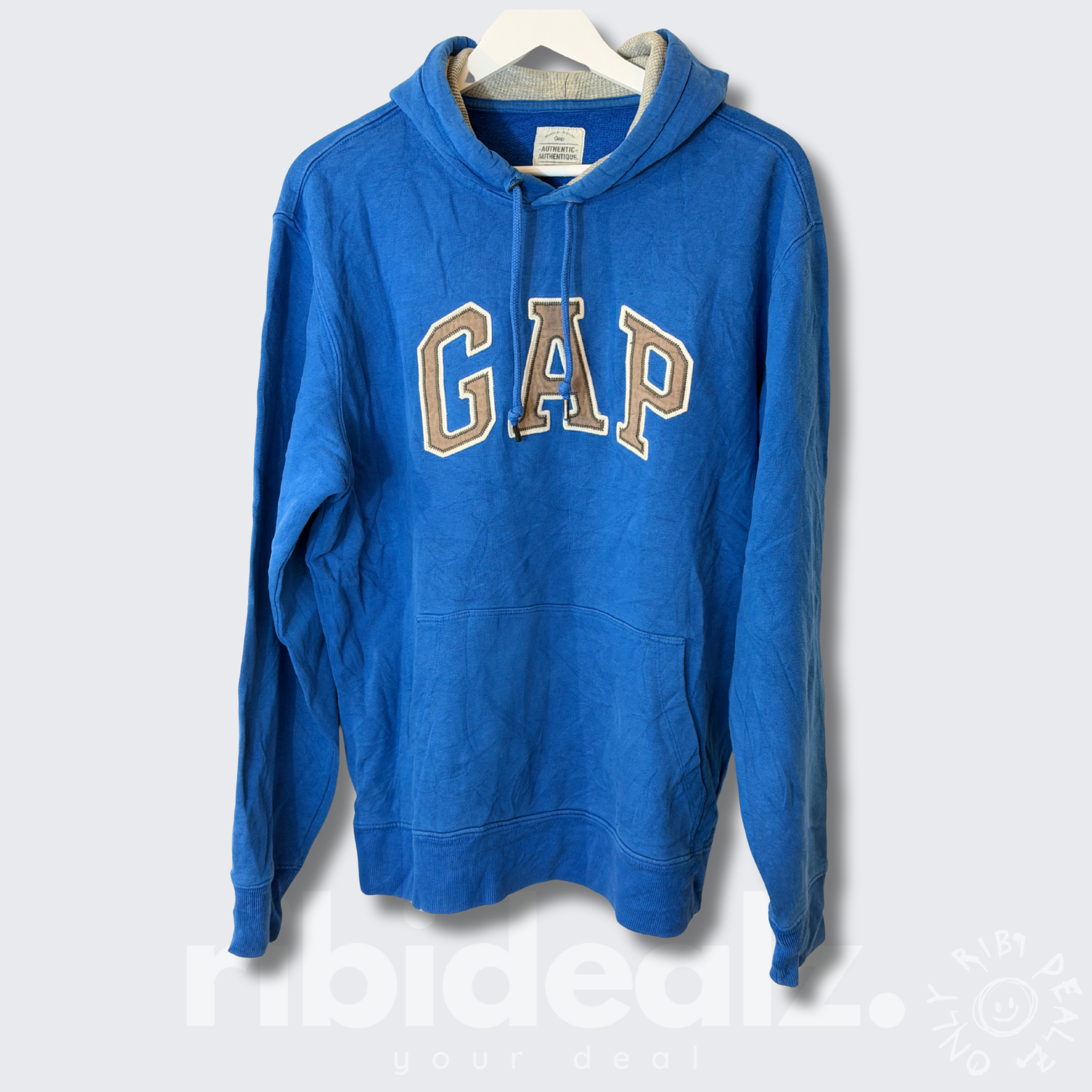 GAP Hoodie Unisex Blau – Logo Print – Größe L