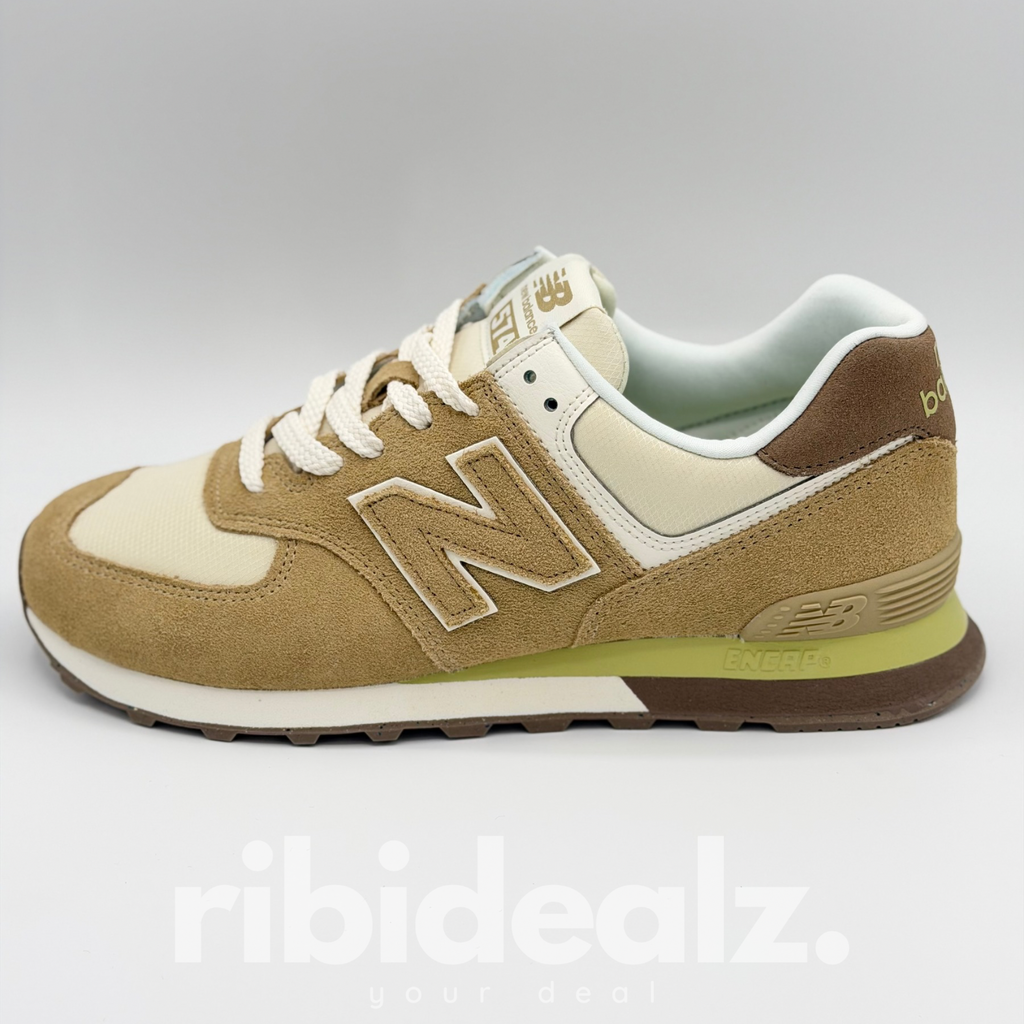 New Balance 574 Sneaker Herren Beige / Weiß – Wildleder & Mesh – Größe 44 – Neu