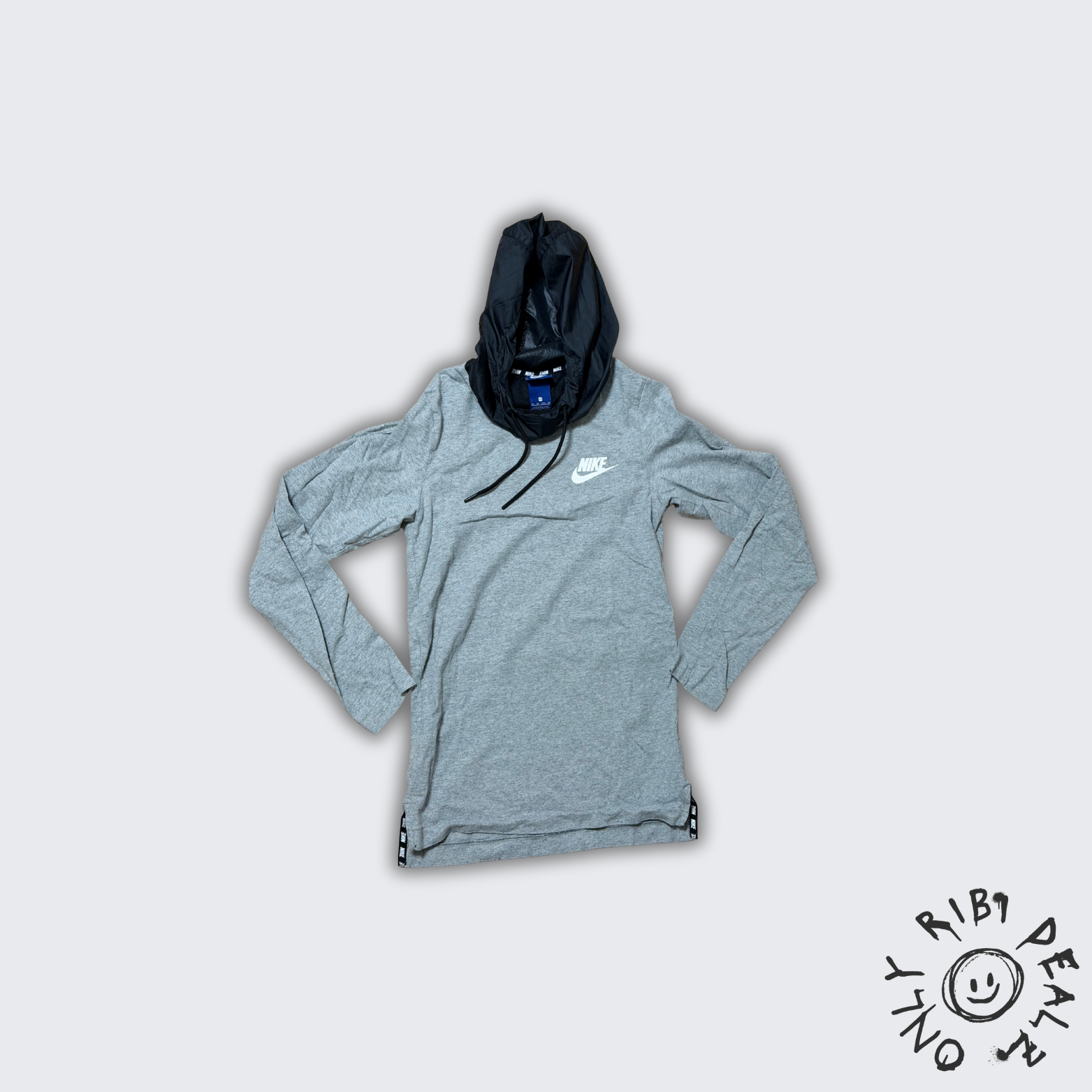 Nike Lightweight Hooded Longsleeve – Grau Schwarz (XS)