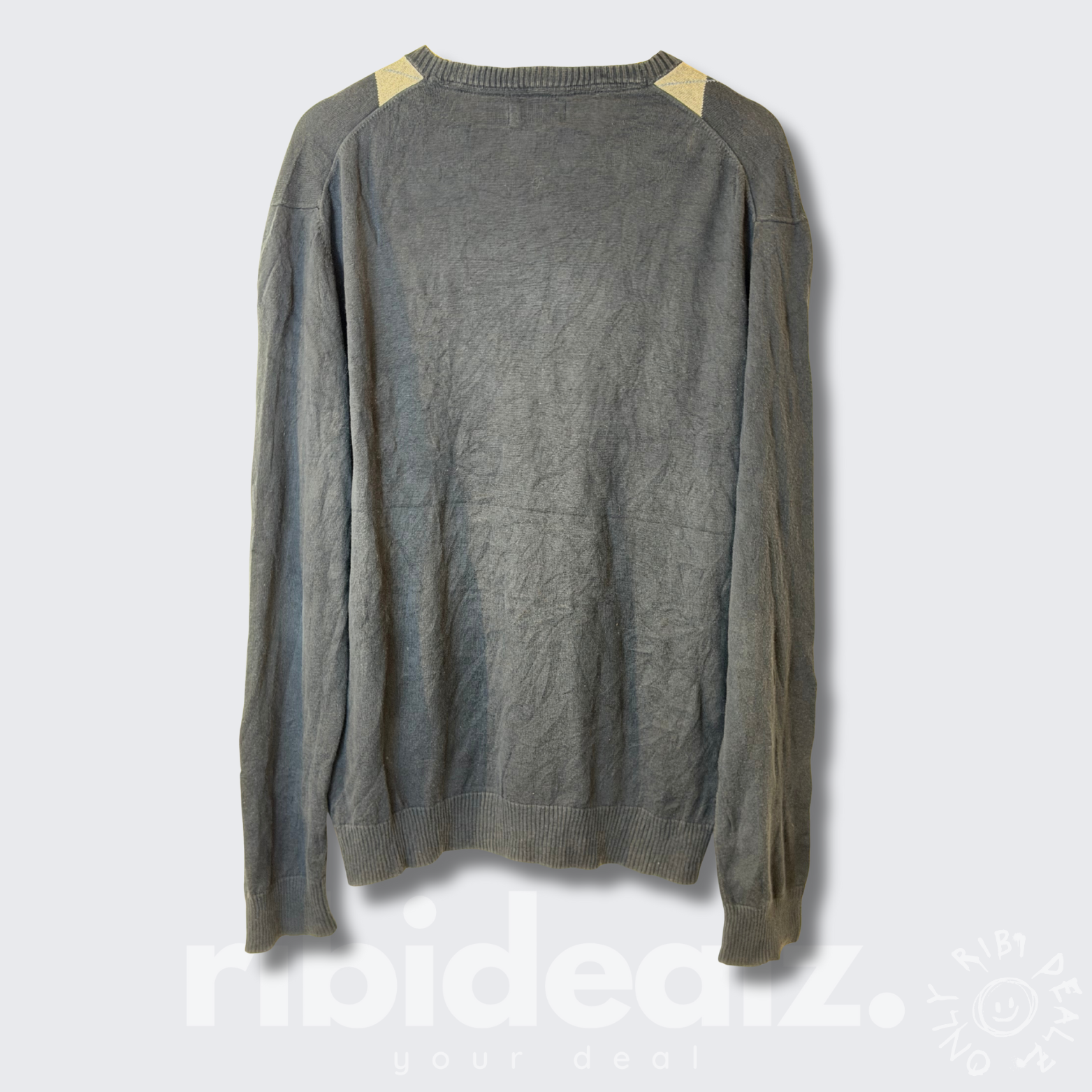 Nautica Herren Pullover V-Ausschnitt Argyle – Blau/Grau – Größe XL