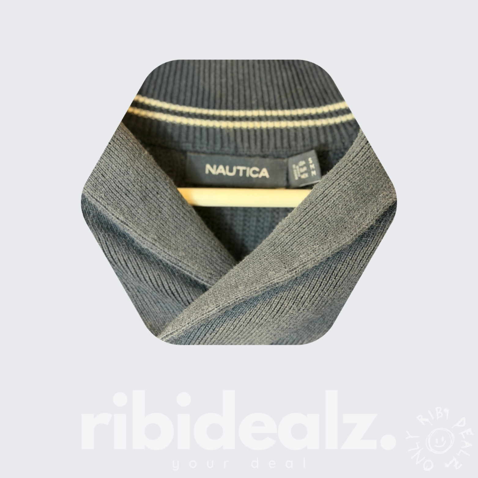 Nautica Strickpullover Herren – Dunkelblau mit Schalkragen - Größe M