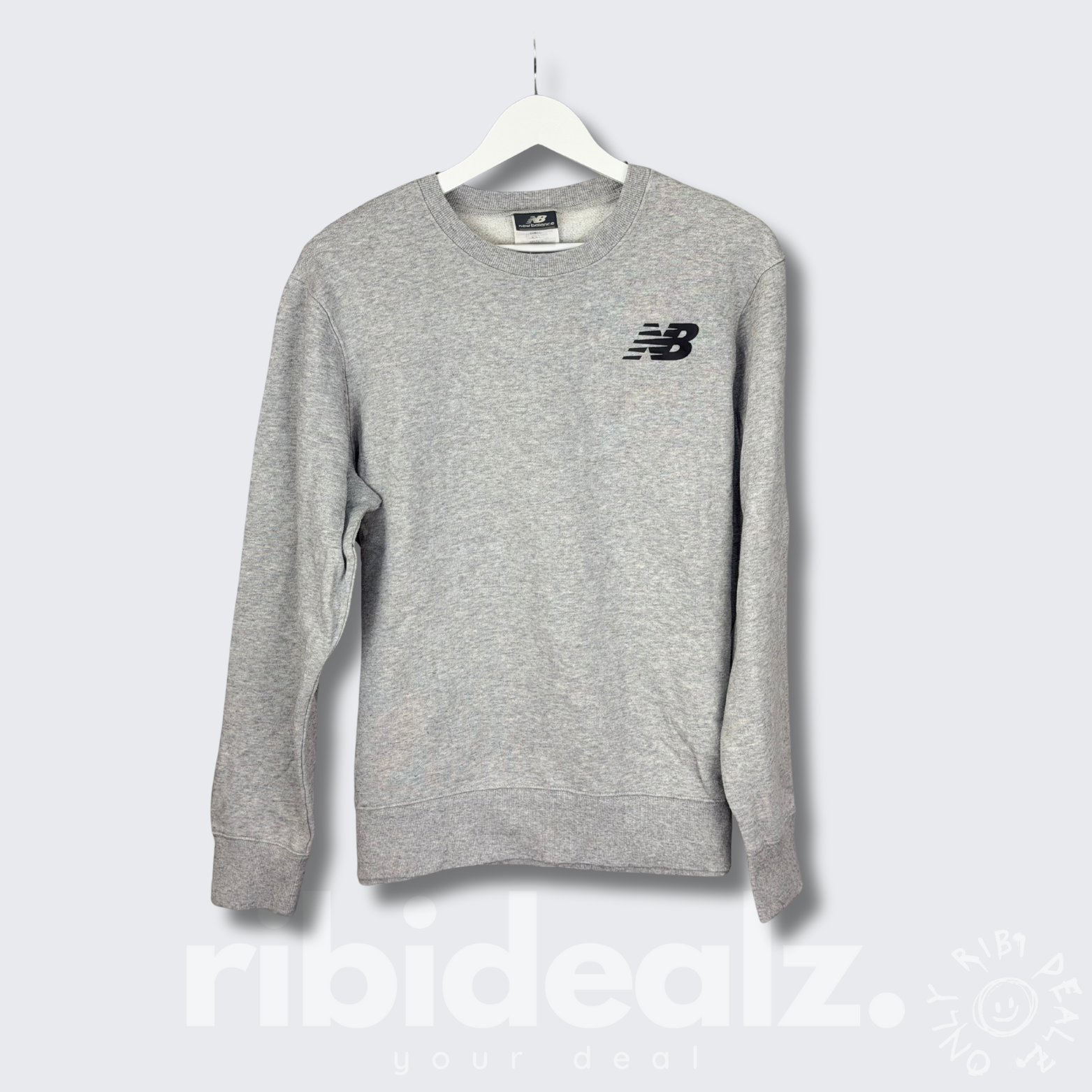 New Balance Pullover Unisex Grau – Logo Print Schwarz | Größe L