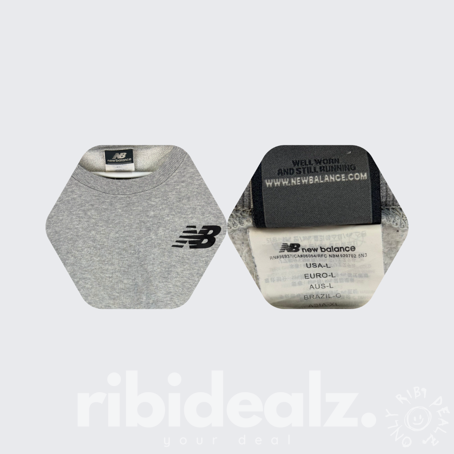 New Balance Pullover Unisex Grau – Logo Print Schwarz | Größe L