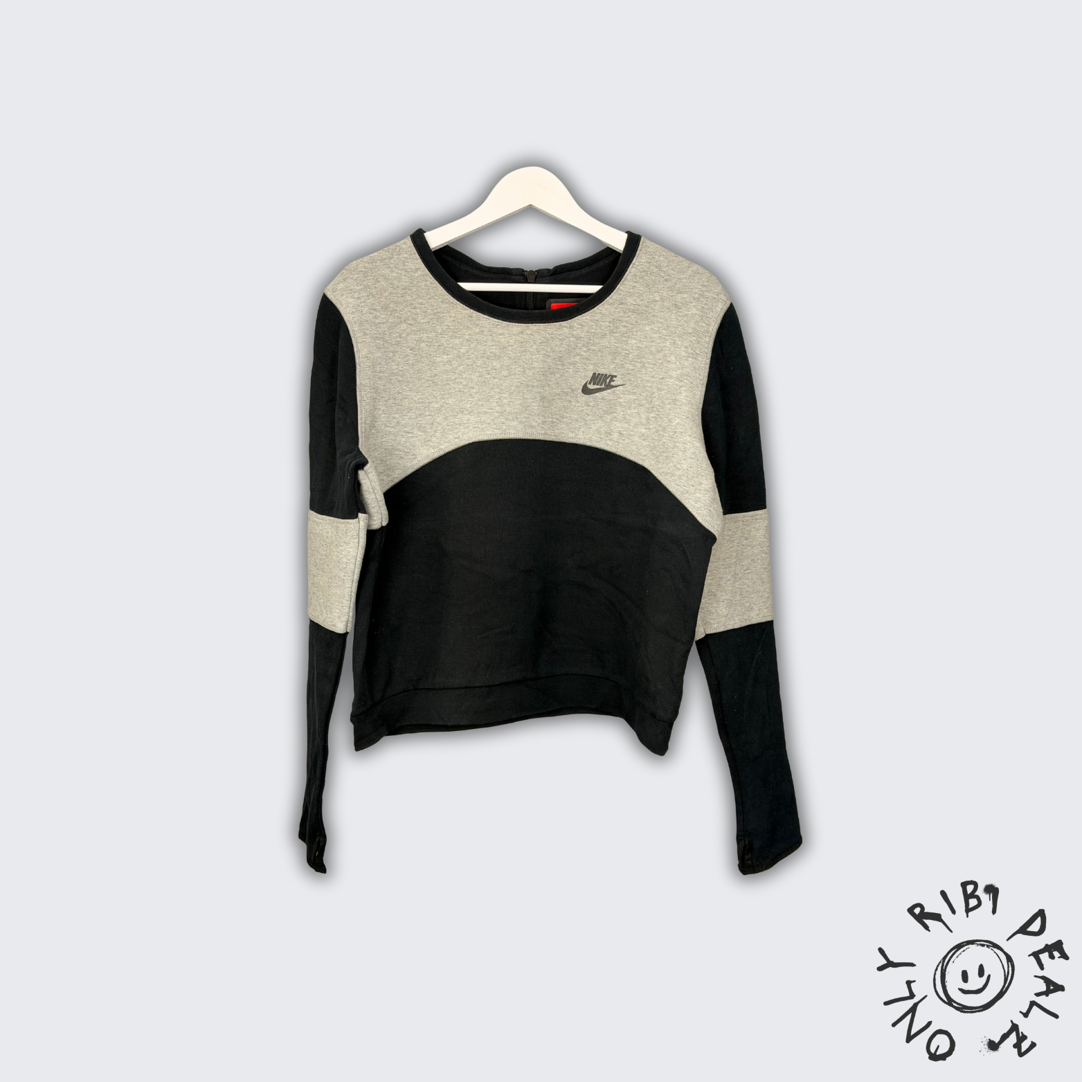 Nike Vintage Colorblock Sweatshirt Grau Schwarz – Größe XL | Retro Streetwear Pullover