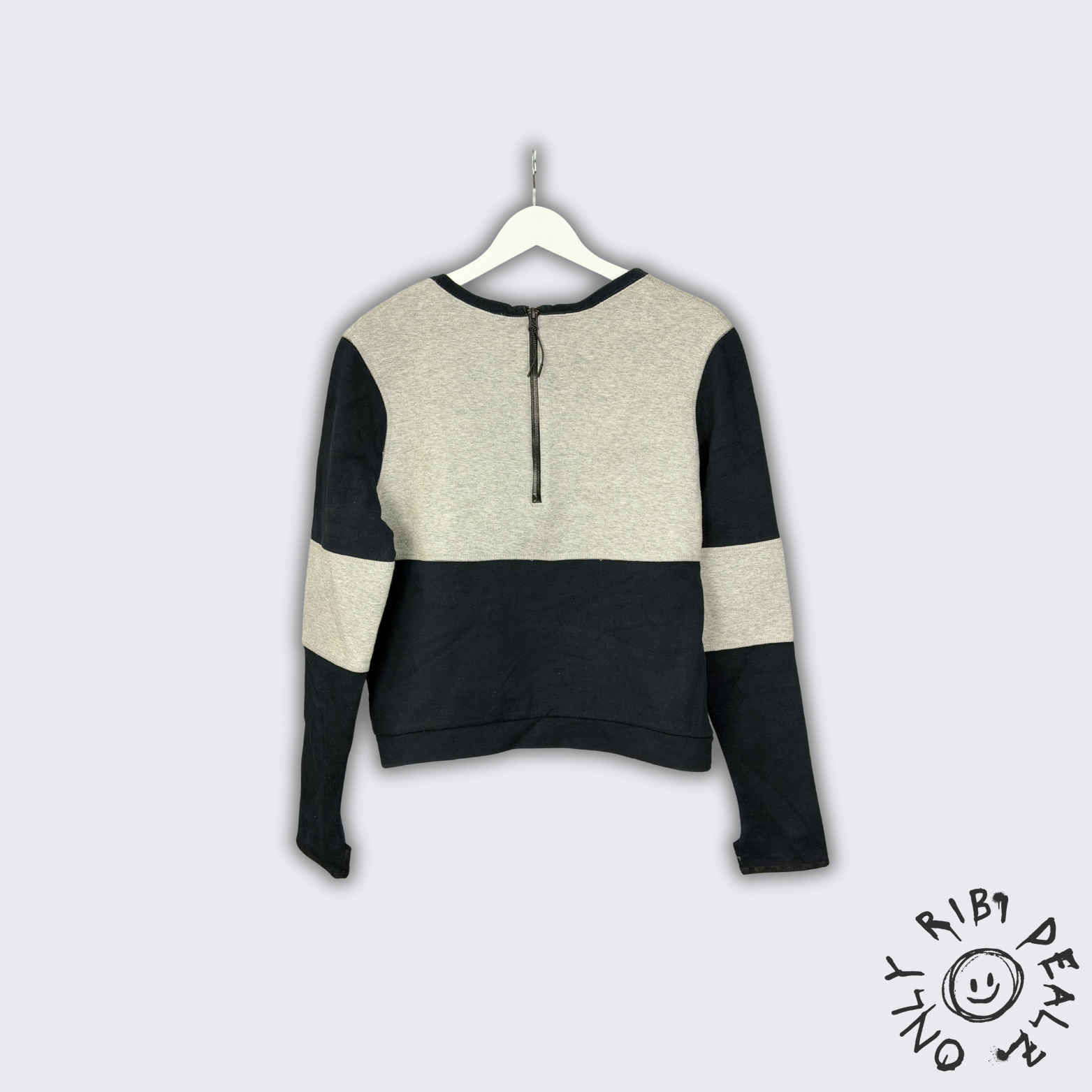 Nike Vintage Colorblock Sweatshirt Grau Schwarz – Größe XL | Retro Streetwear Pullover