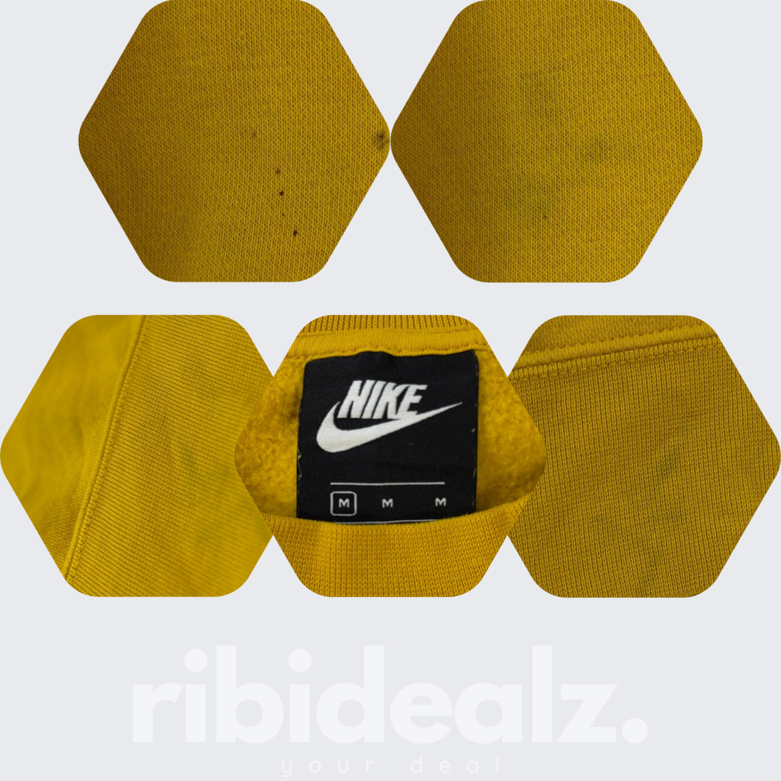 Nike Sweatshirt Unisex Ocker Gelb Basic Swoosh Stick – Größe M