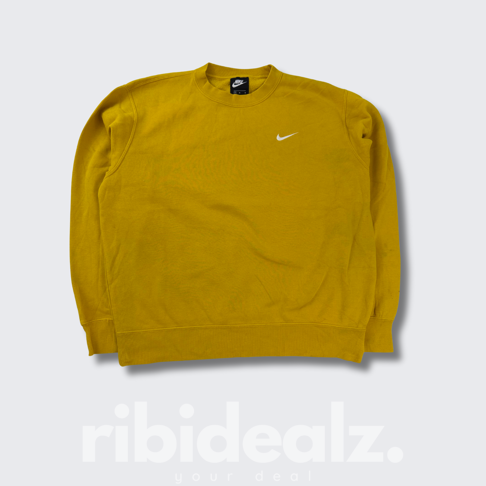 Nike Sweatshirt Unisex Ocker Gelb Basic Swoosh Stick – Größe M