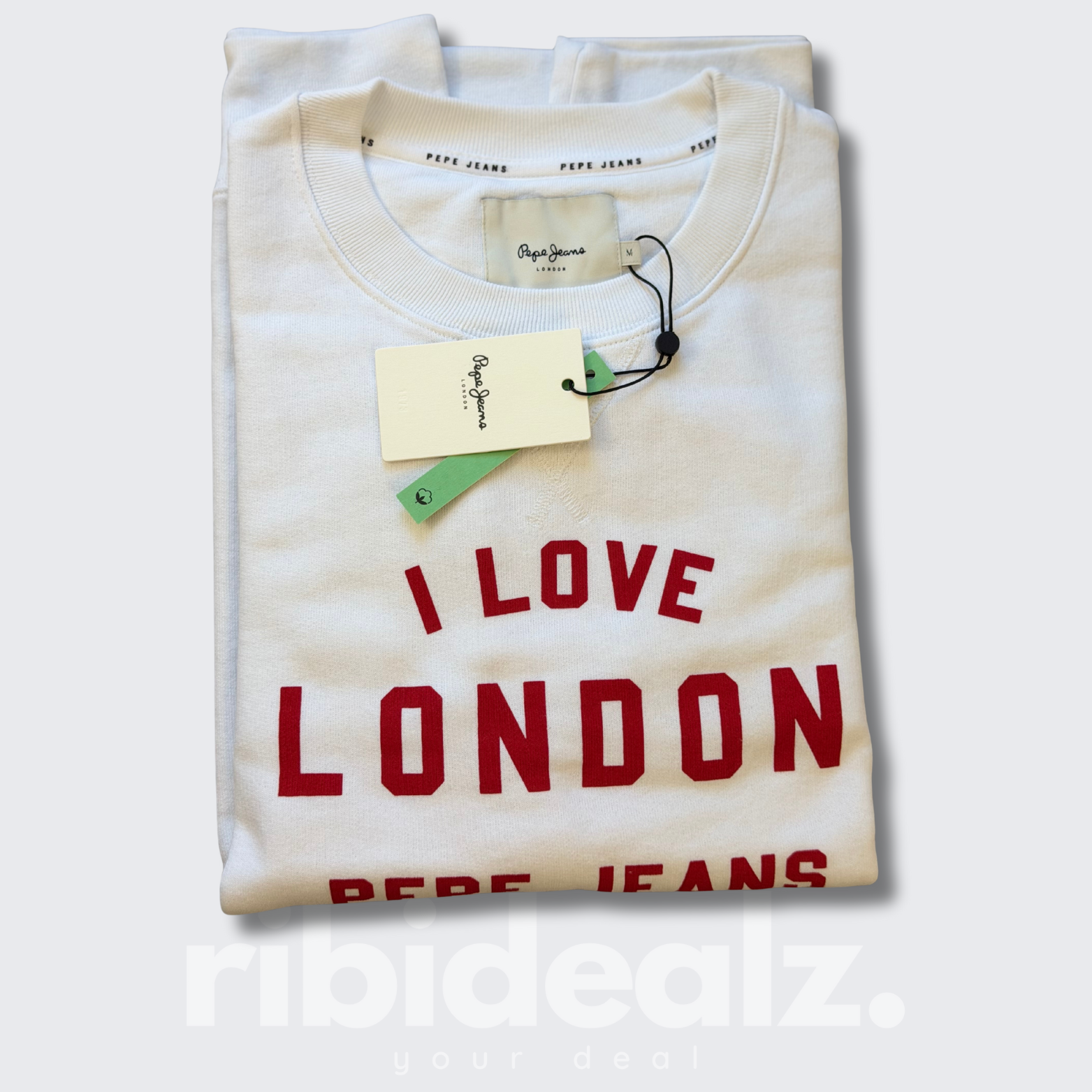 Pepe Jeans Sweatshirt „I Love London“ – Weiß – Größe M – Neu