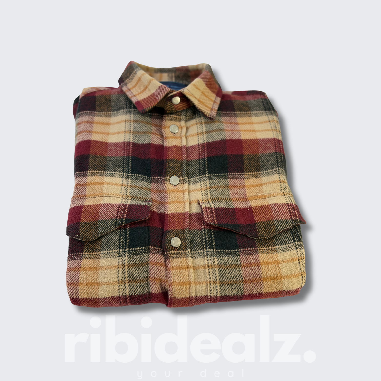 Pierre Cardin Überhemd Herren Langarm kariert rot schwarz beige - M