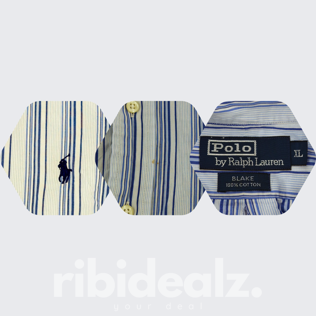 Polo Ralph Lauren Hemd Blau Weiß Gestreift – Blake Fit Button Down – Größe XL – Grad A