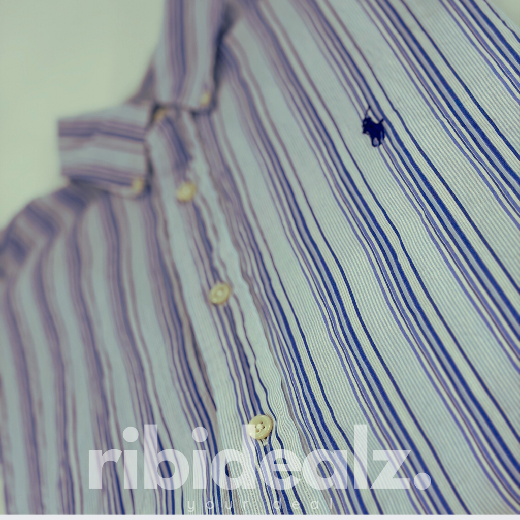 Polo Ralph Lauren Hemd Blau Weiß Gestreift – Blake Fit Button Down – Größe XL – Grad A