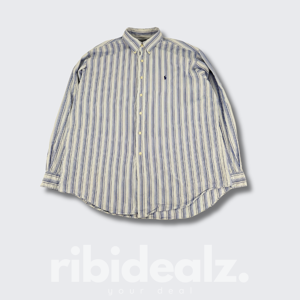 Polo Ralph Lauren Hemd Blau Weiß Gestreift – Blake Fit Button Down – Größe XL – Grad A