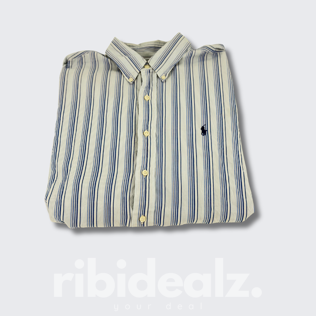 Polo Ralph Lauren Hemd Blau Weiß Gestreift – Blake Fit Button Down – Größe XL – Grad A
