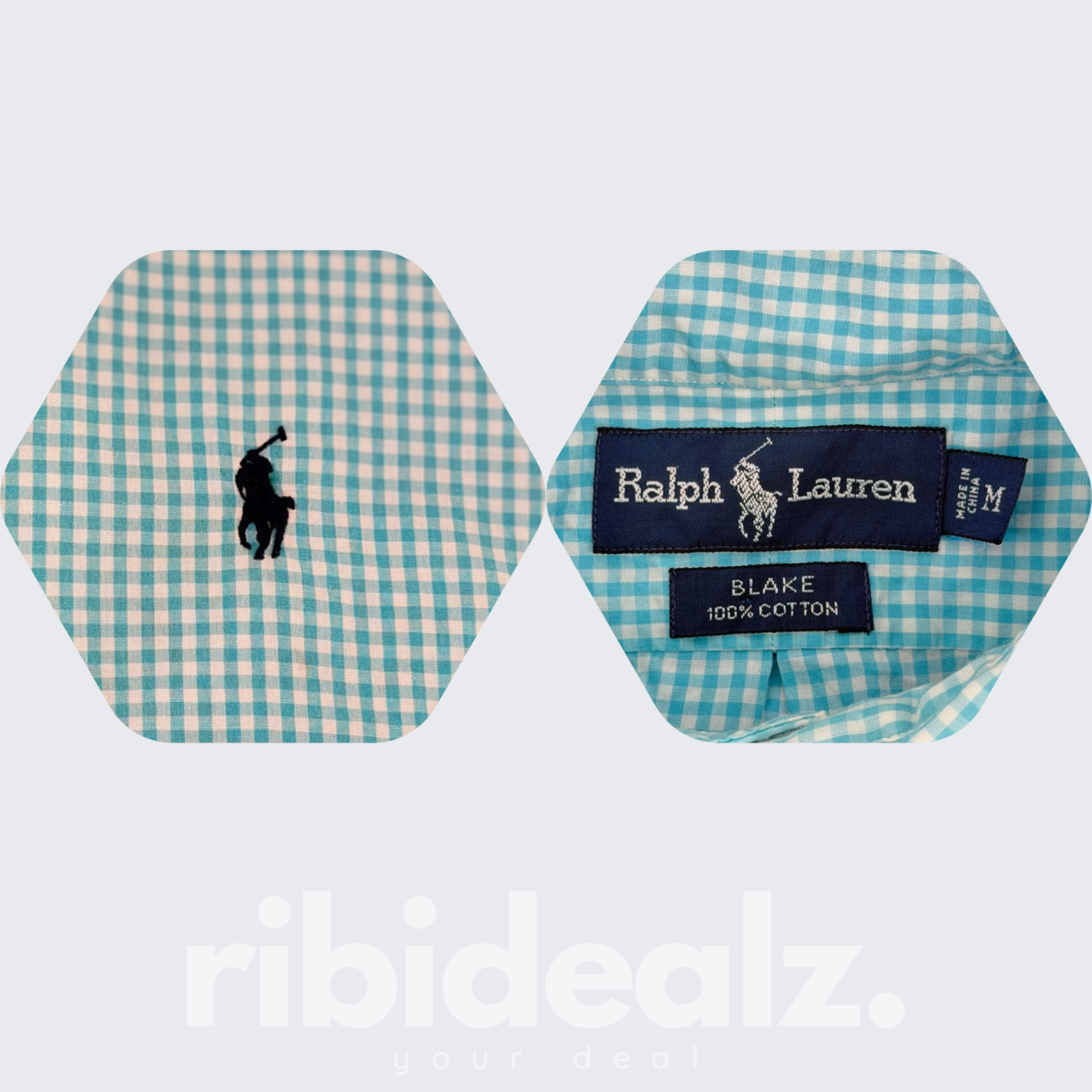 Polo Ralph Lauren Hemd Türkis Weiß Kariert – Blake Fit Button Down – Größe M – Grad A