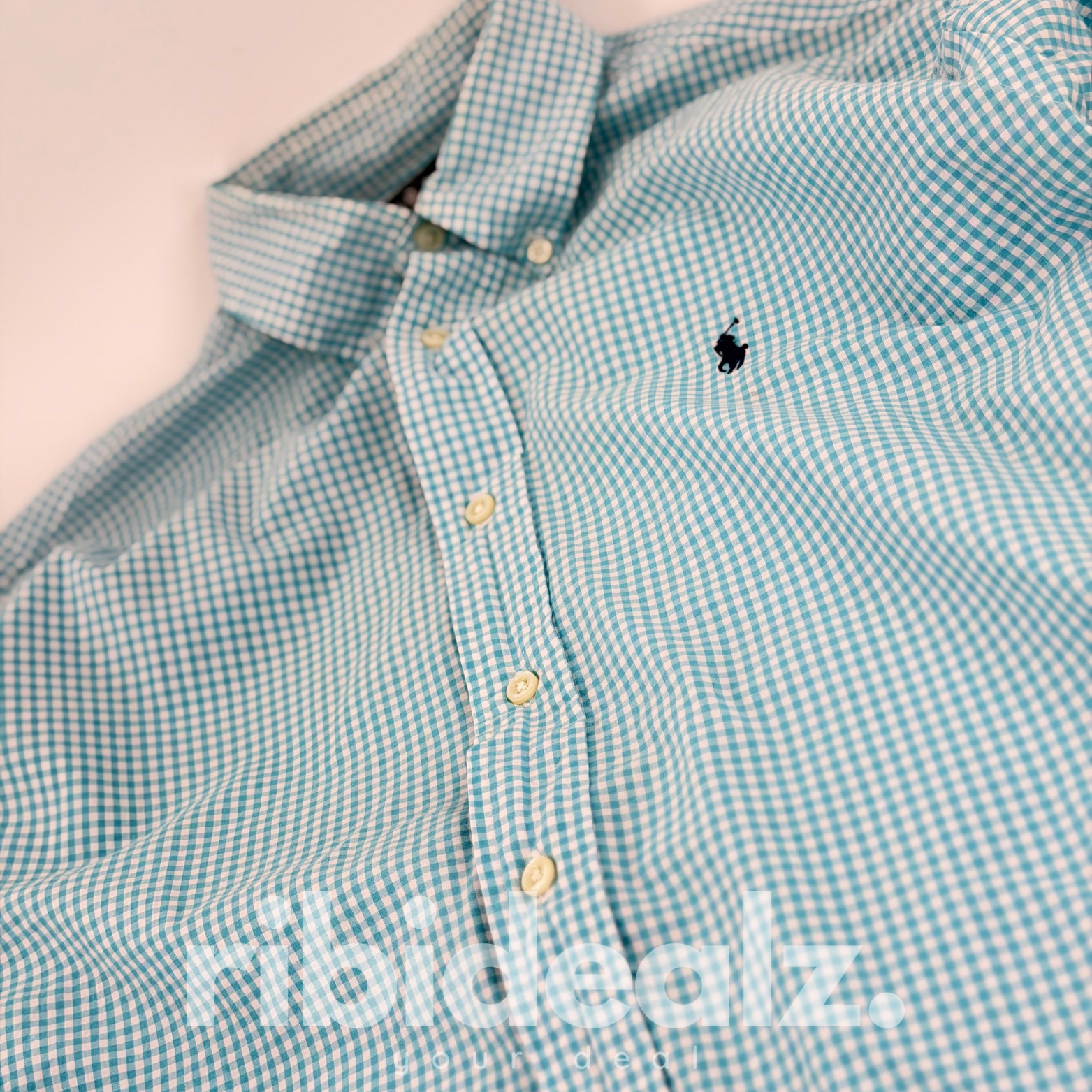 Polo Ralph Lauren Hemd Türkis Weiß Kariert – Blake Fit Button Down – Größe M – Grad A