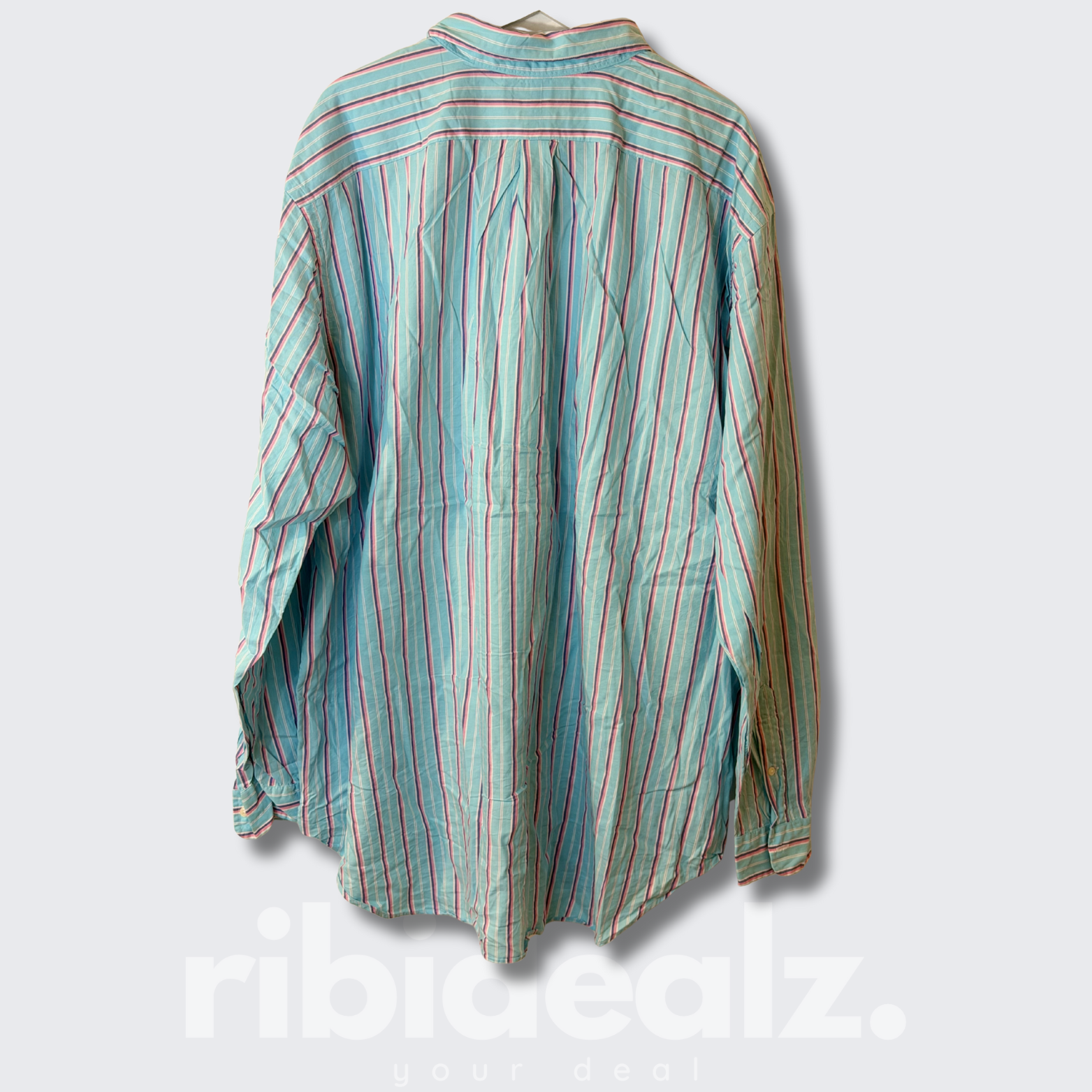 Polo Ralph Lauren Hemd Herren Langarm Streifen Türkis Rosa Weiß – Classic Fit 3XL