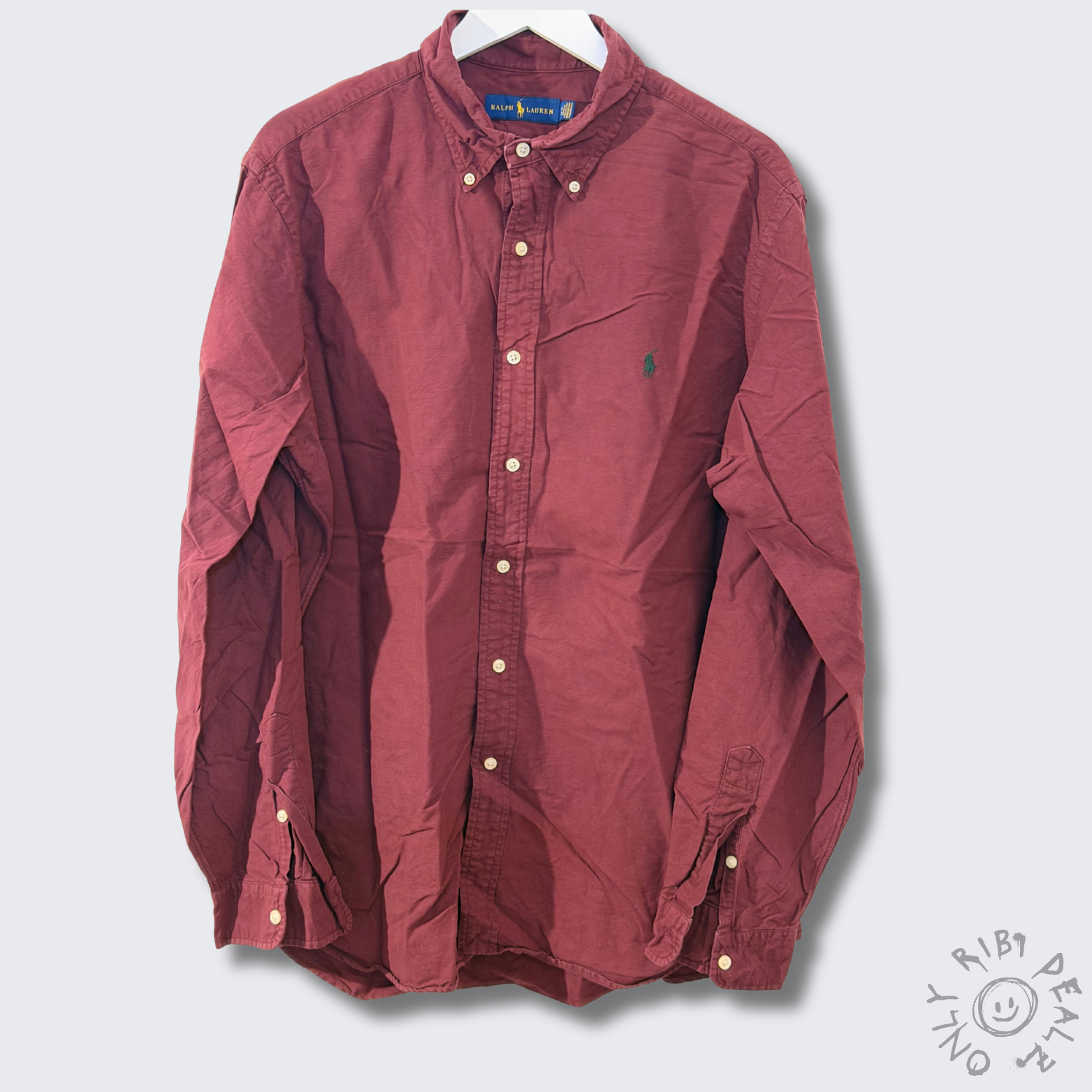 Ralph Lauren Hemd XL – Dunkelrot, Langarm, Button-Down, Classic Fit