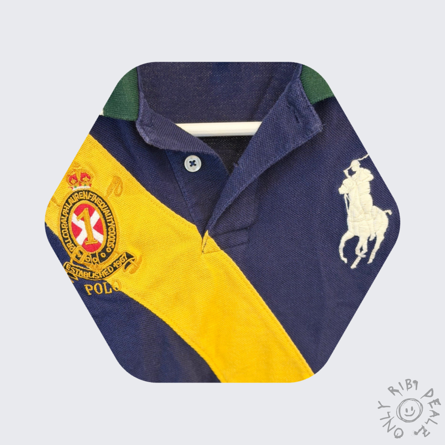 Ralph Lauren Kinder Polo Shirt – Blau Gelb – Logo Stickerei – Größe 6