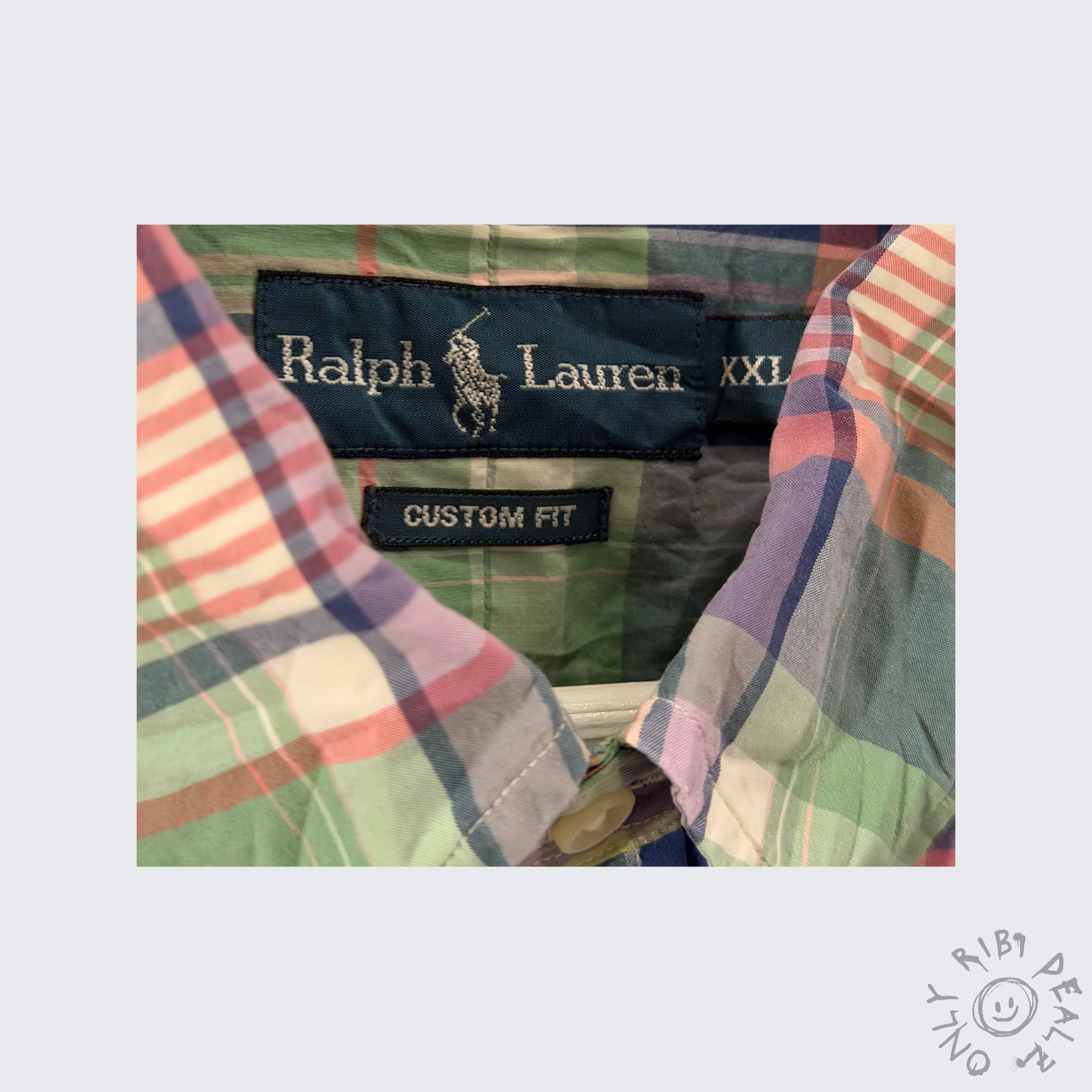 Ralph Lauren Kurzarmhemd – Kariert Grün/Rosa/Blau (XXL, Custom Fit)