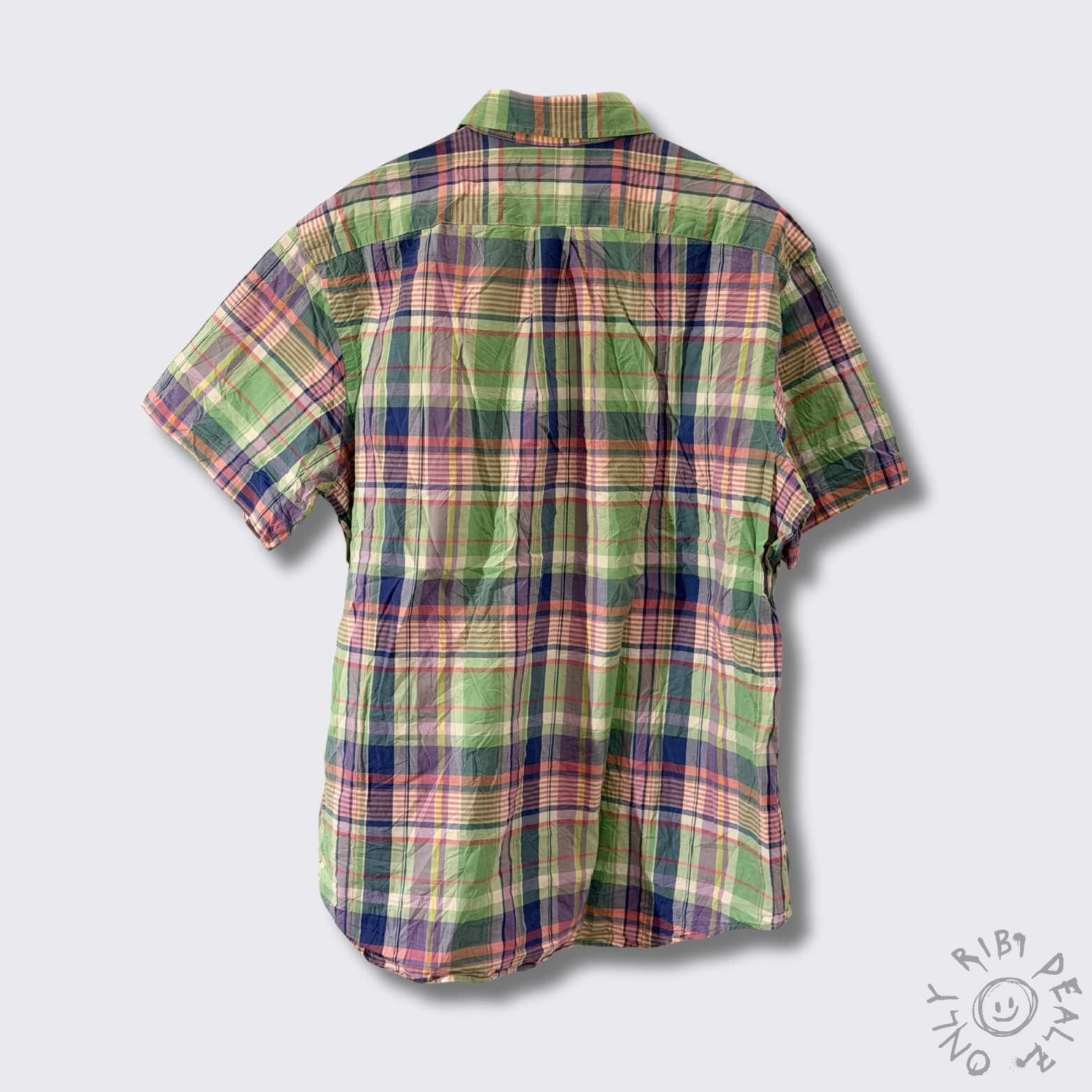 Ralph Lauren Kurzarmhemd – Kariert Grün/Rosa/Blau (XXL, Custom Fit)