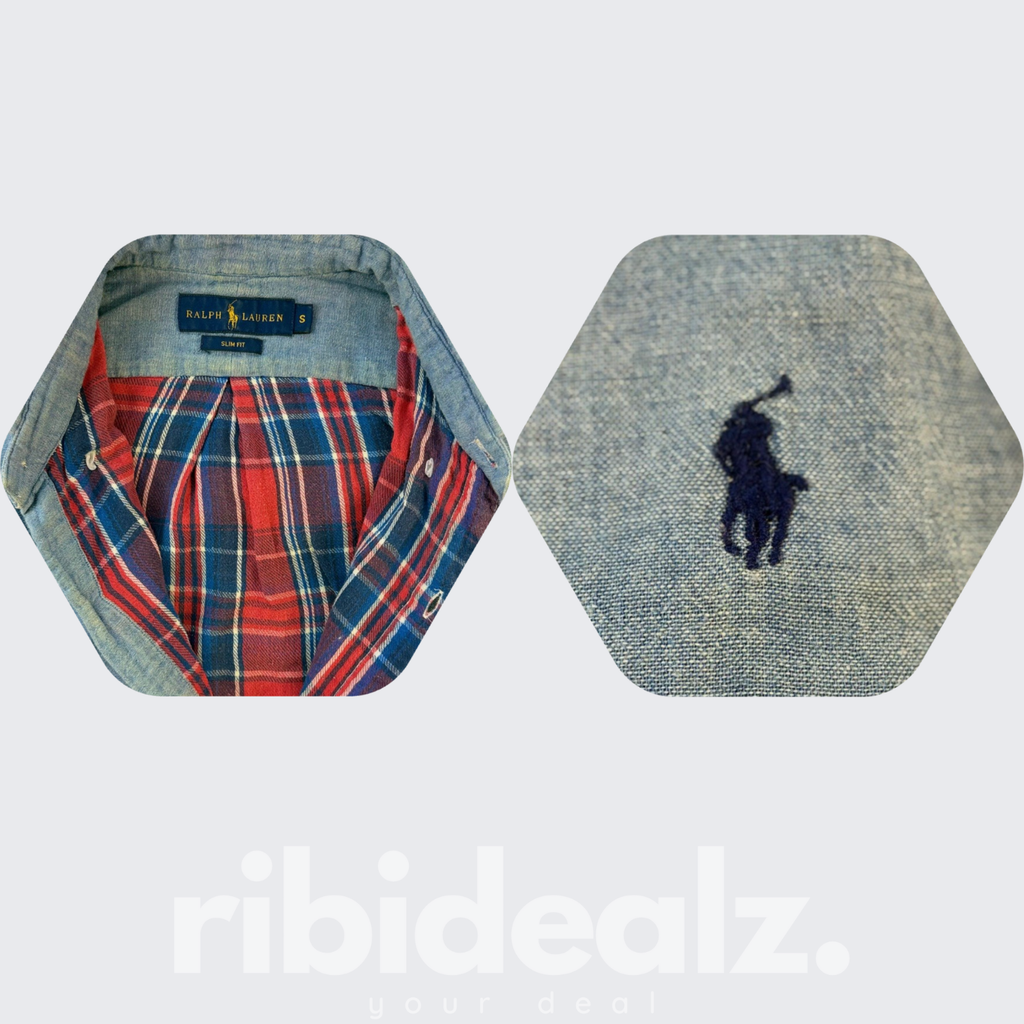 Polo Ralph Lauren Hemd Herren Langarm Blau Button-Down Slim Fit S