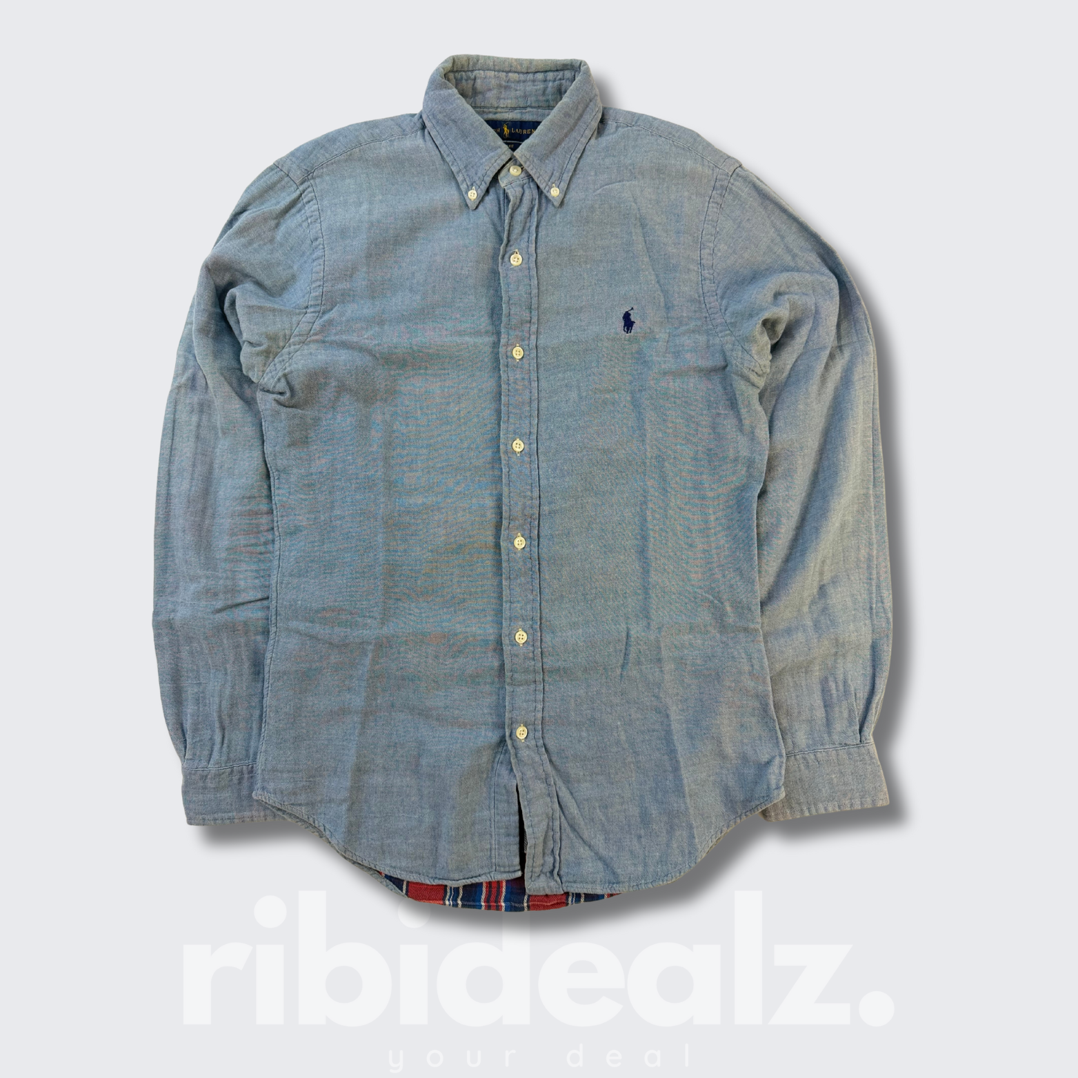 Polo Ralph Lauren Hemd Herren Langarm Blau Button-Down Slim Fit S