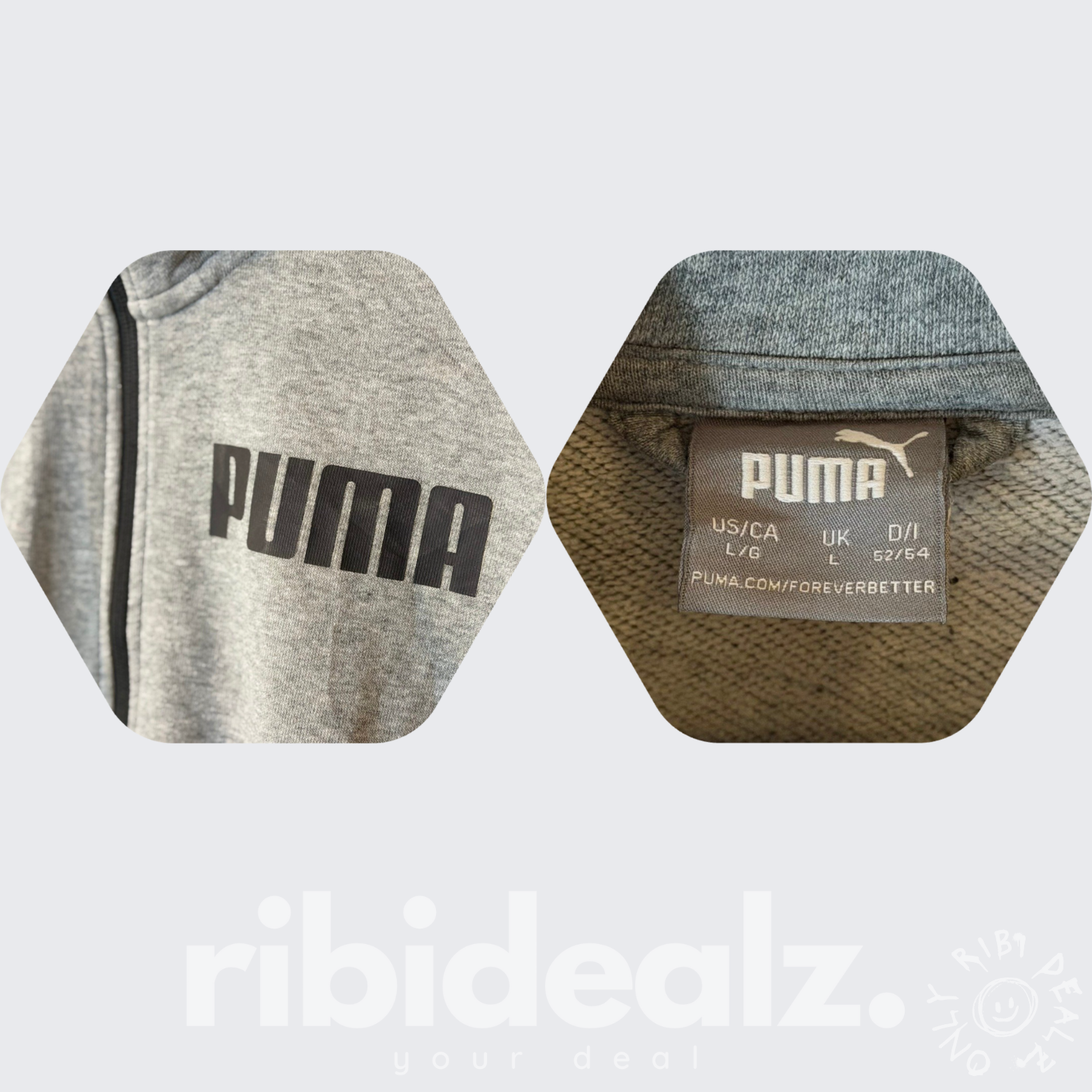 PUMA Zipper Sweatjacke Unisex – Grau / Schwarz - Größe L