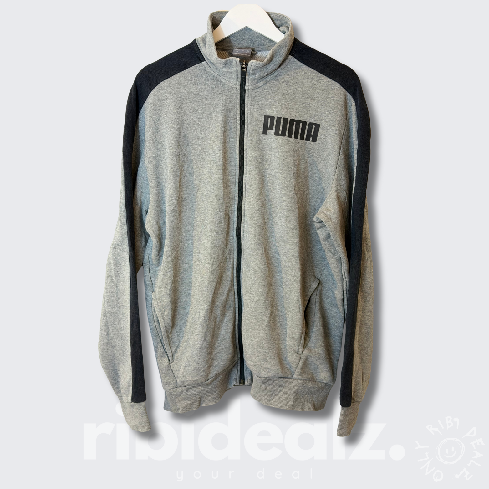 PUMA Zipper Sweatjacke Unisex – Grau / Schwarz - Größe L