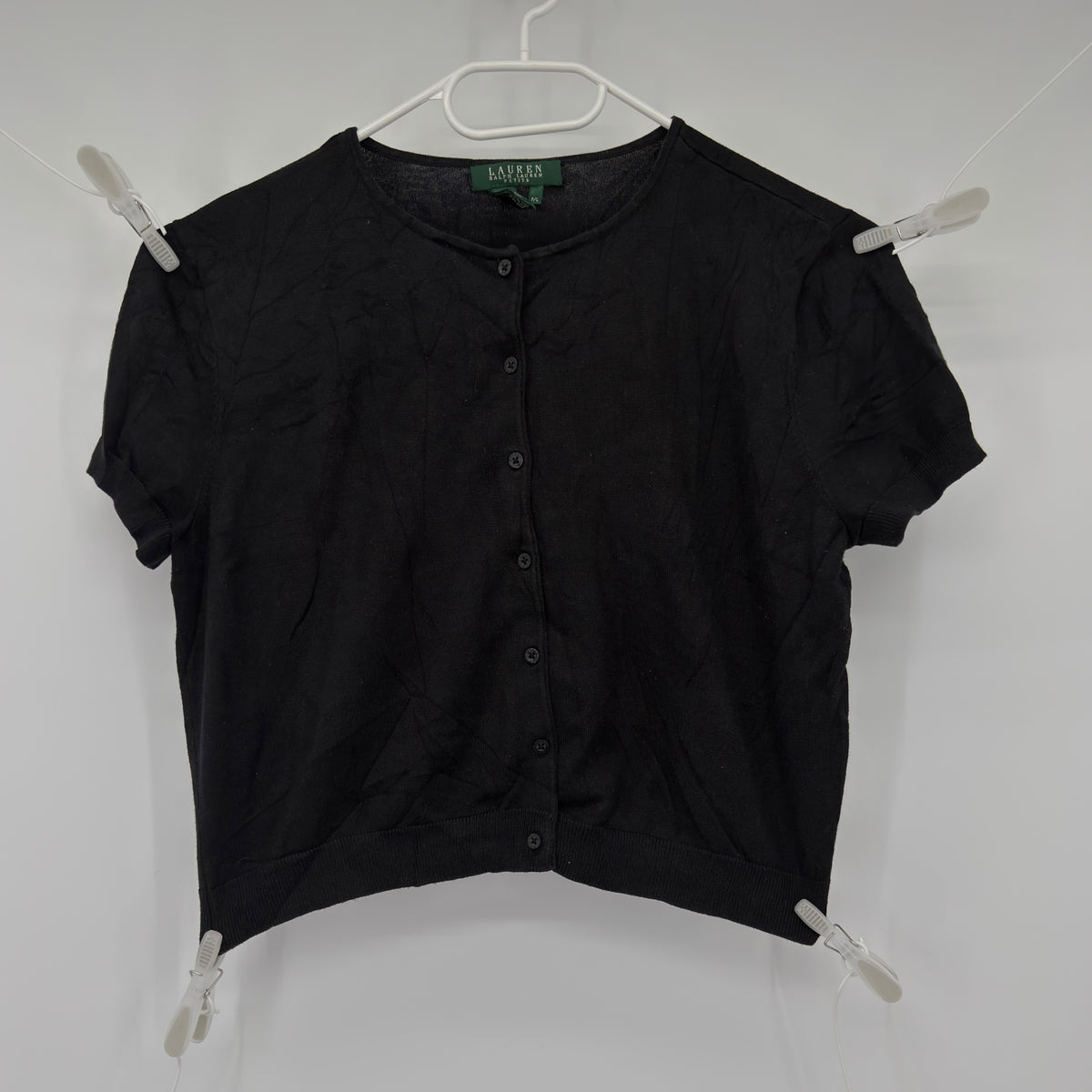 Lauren Ralph Lauren Petite Crop Cardigan Damen P/L Schwarz – 83 % Seide