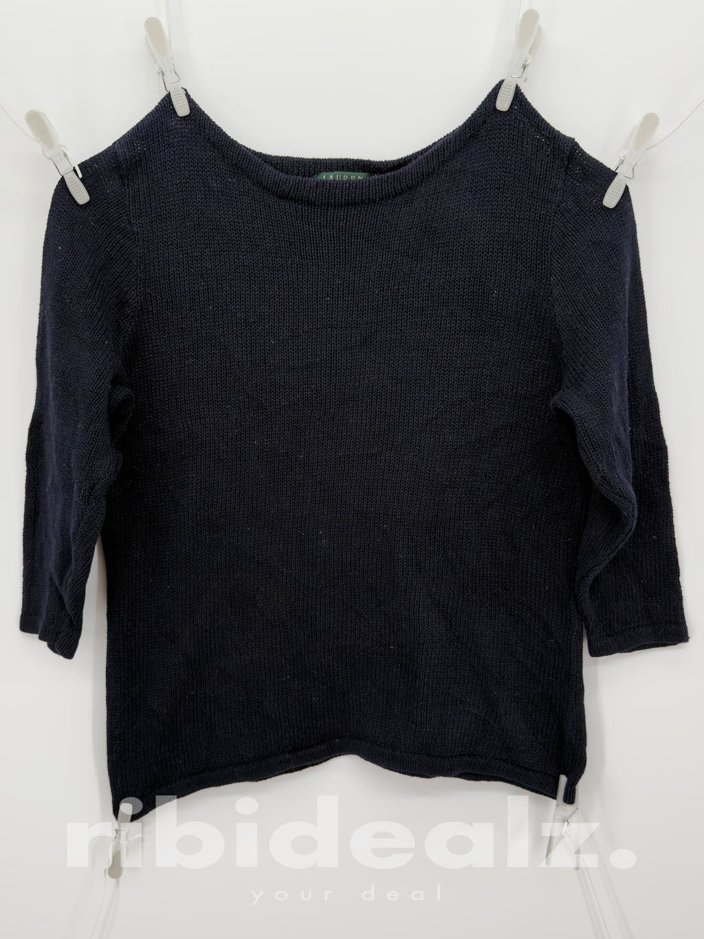 Lauren Ralph Lauren Strickshirt L Dunkelblau – 100 % mercerisierte Baumwolle