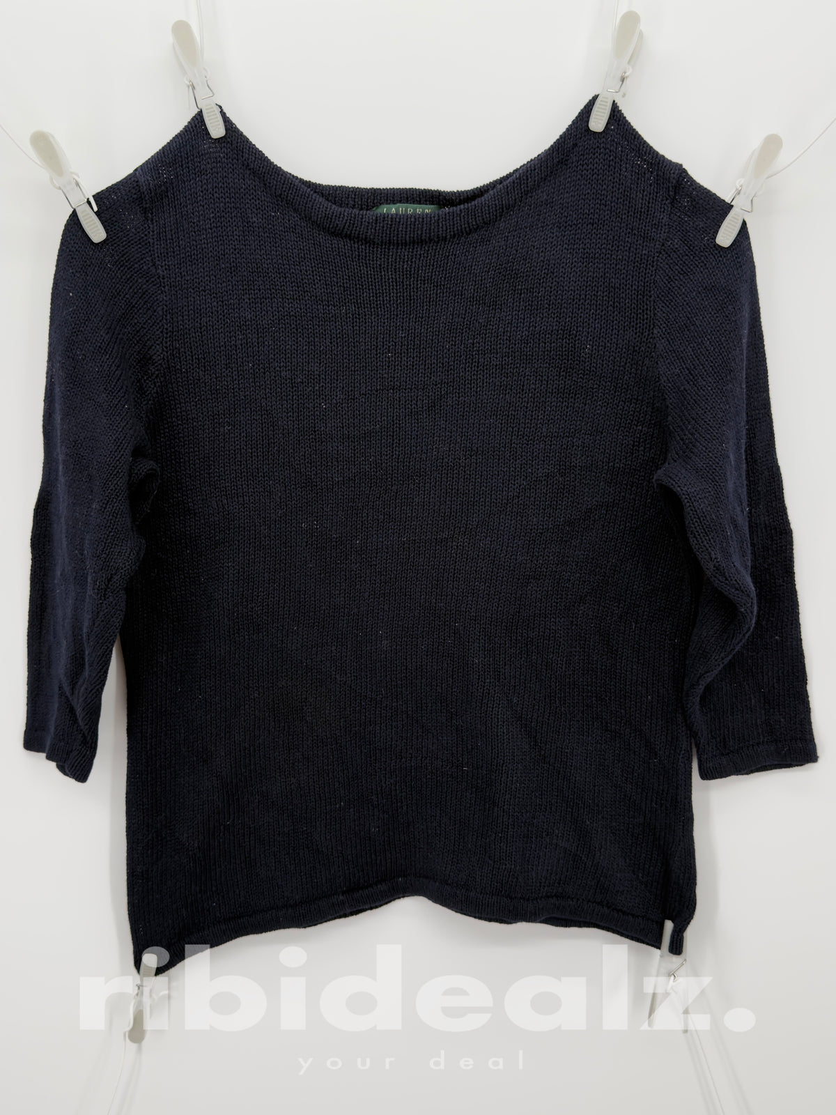 Lauren Ralph Lauren Strickshirt L Dunkelblau – 100 % mercerisierte Baumwolle