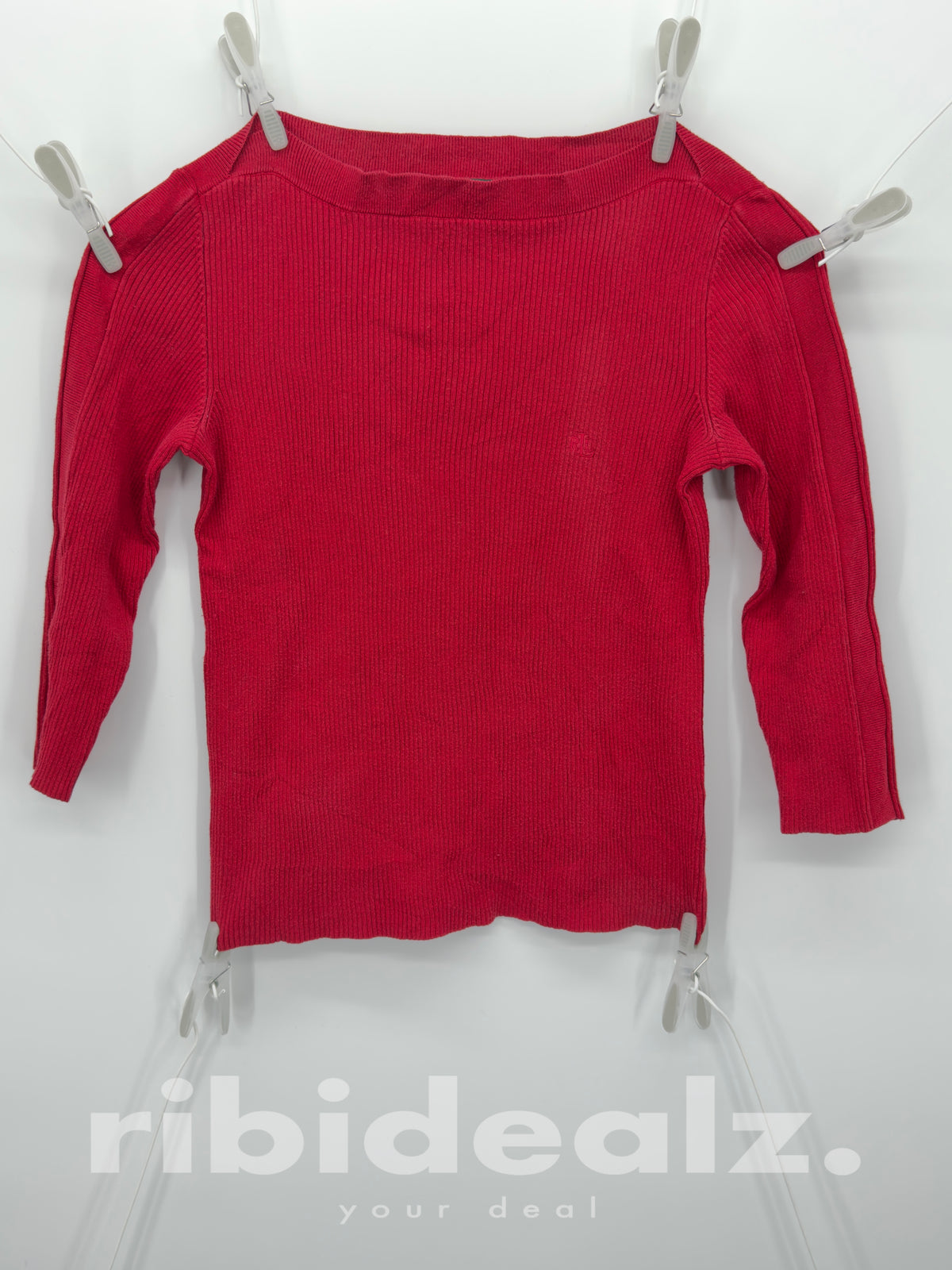 Lauren Ralph Lauren Rippstrick Pullover XS Rot – Baumwollmix