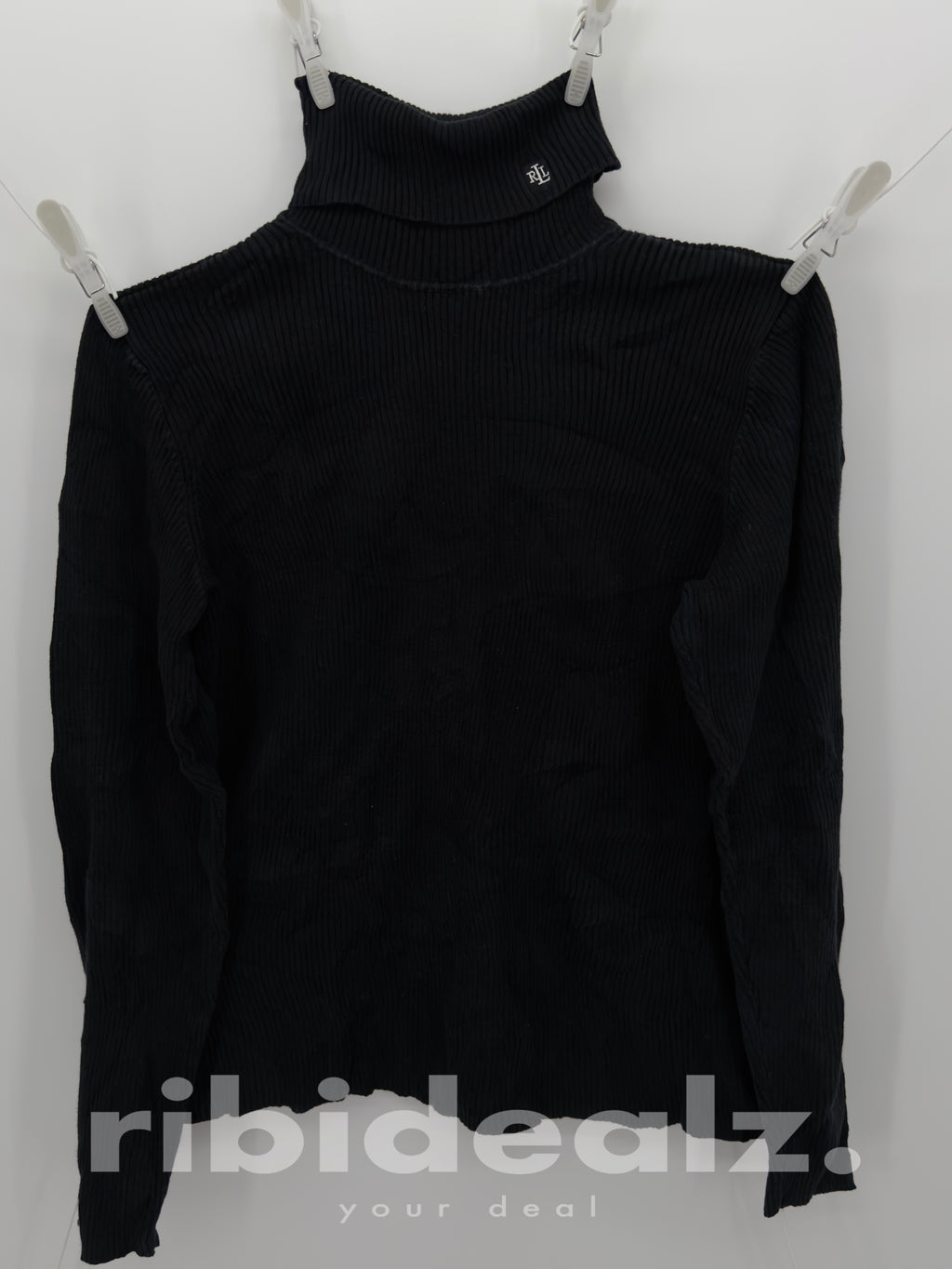 Lauren Ralph Lauren Rollkragenpullover Schwarz – Rippstrick Baumwolle