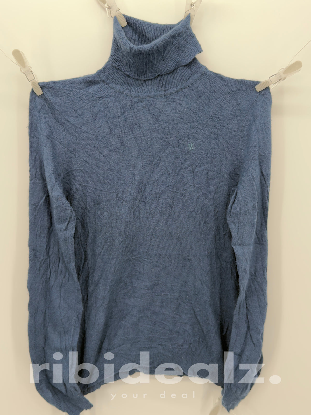 Lauren Ralph Lauren Petite Rollkragenpullover M Dunkelblau – Wollmix mit Cashmere
