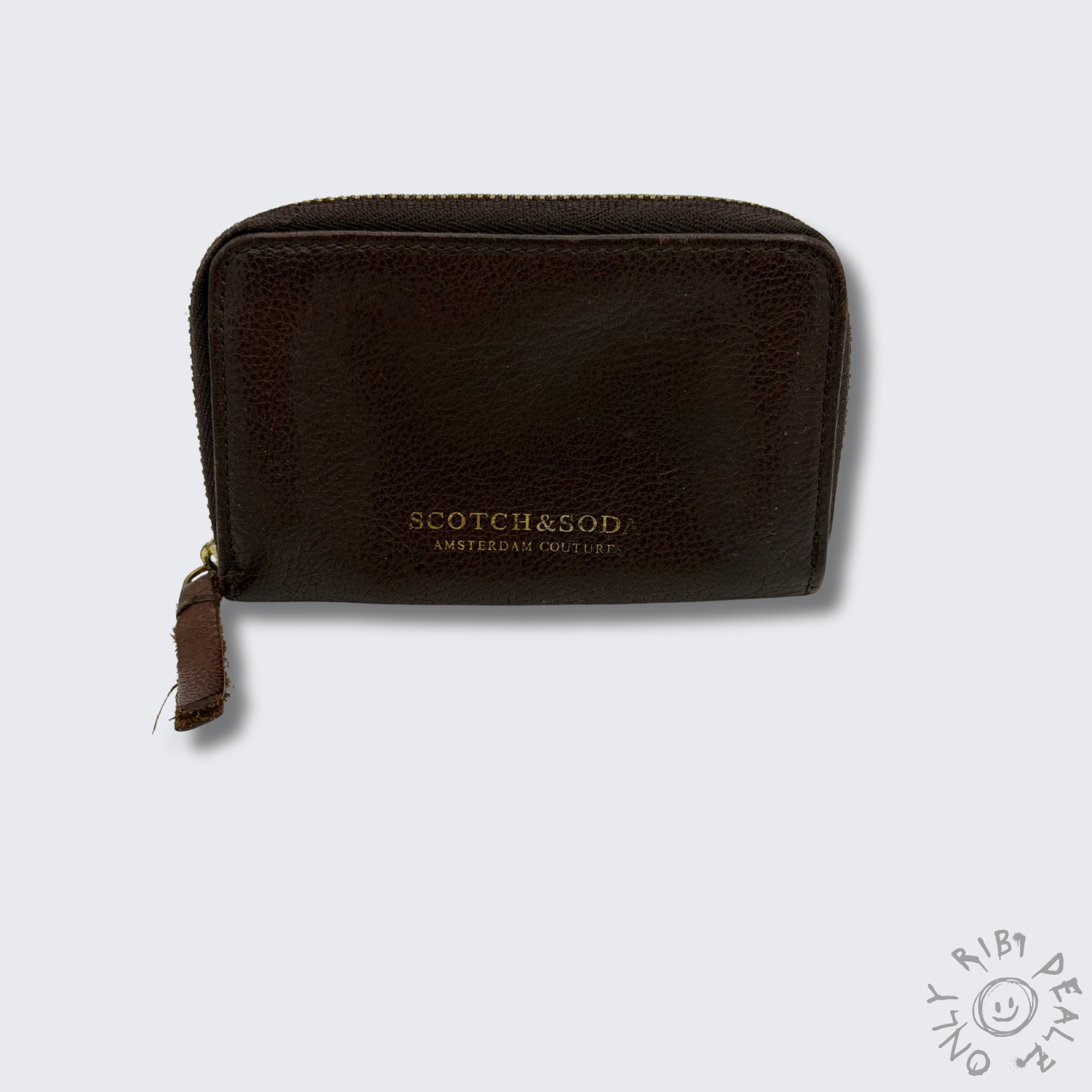 Scotch & Soda Kartenetui Braun - Zwei Fächer - Reißverschluss - Leder