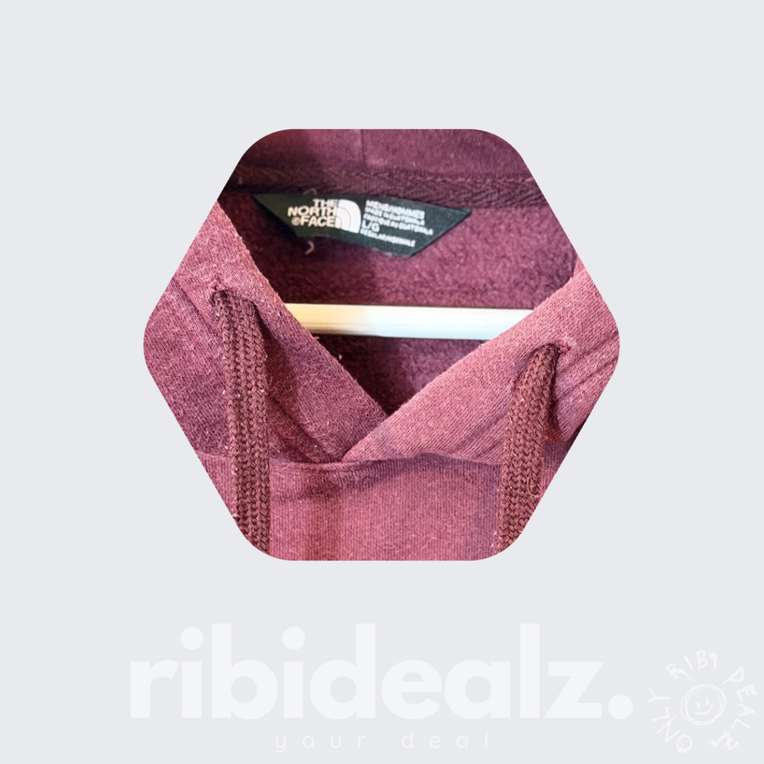 The North Face Hoodie dunkelrot Logo – Größe L