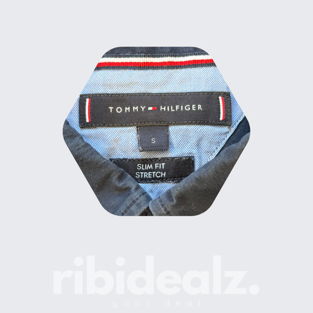 Tommy Hilfiger Herren Hemd Dunkelblau – Slim Fit Stretch – Größe S – Grad A