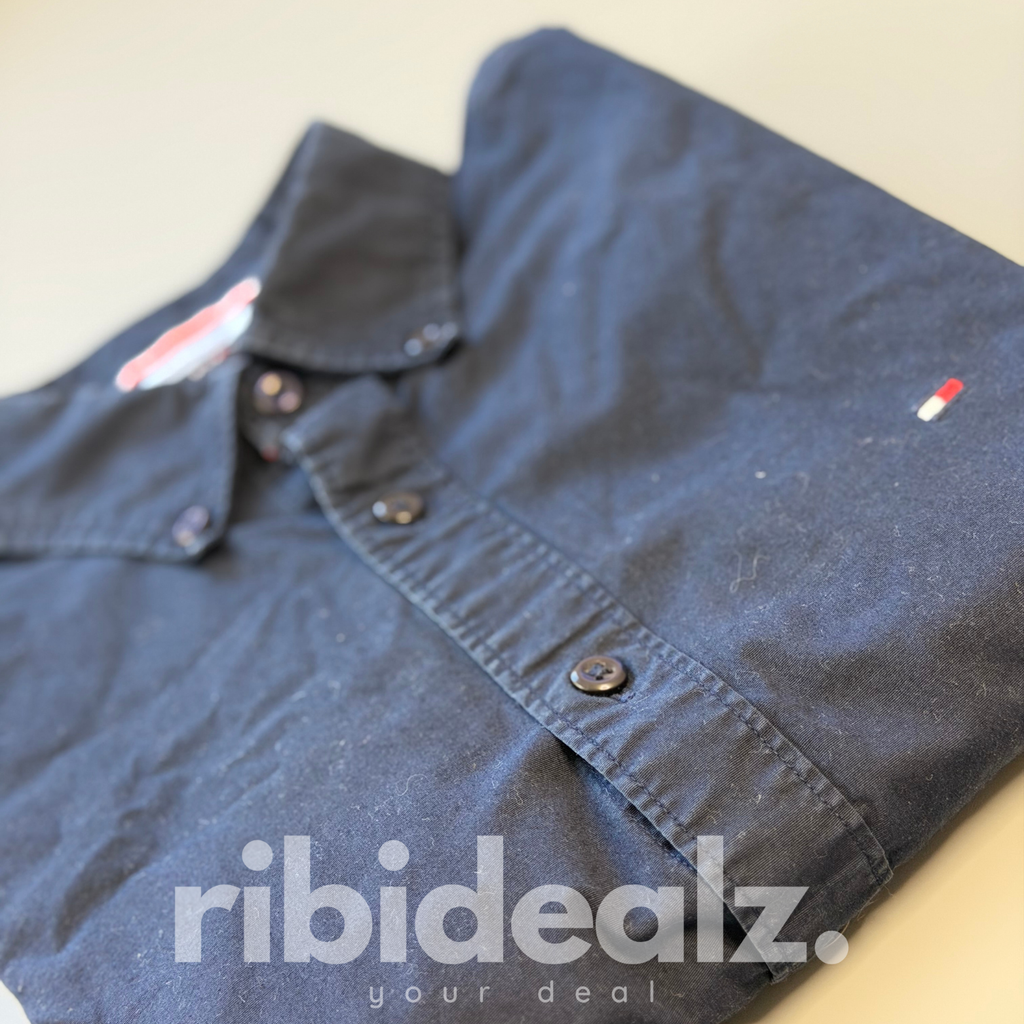 Tommy Hilfiger Herren Hemd Dunkelblau – Slim Fit Stretch – Größe S – Grad A
