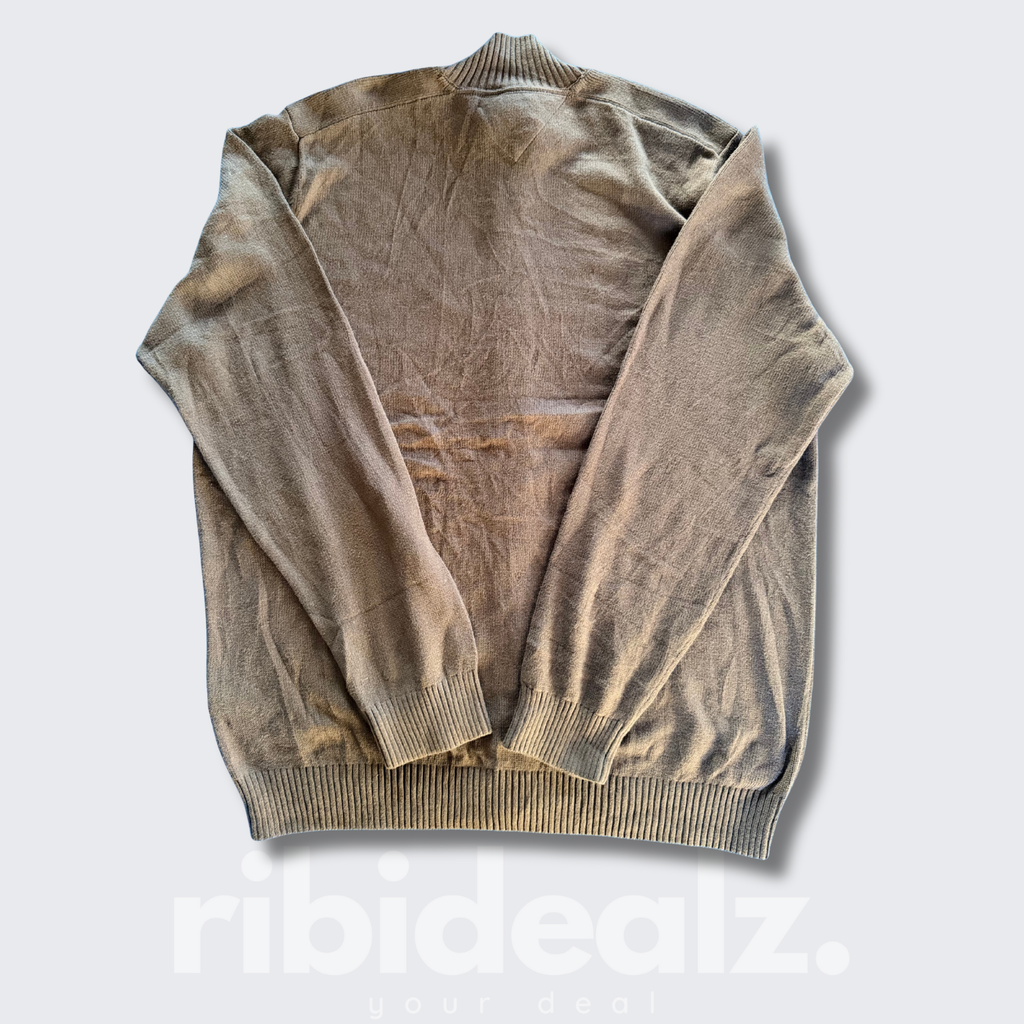 Tommy Hilfiger Strickjacke Herren Braun Stehkragen Reißverschluss XXL