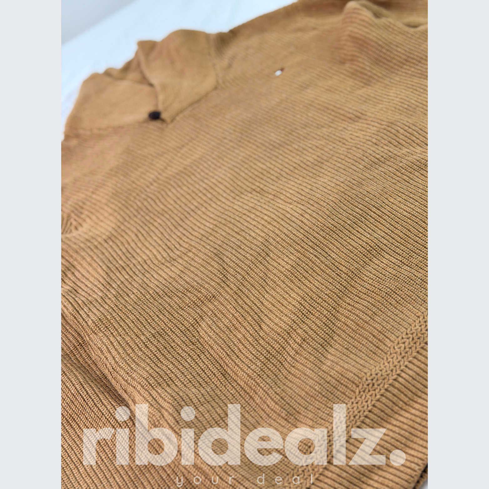 Tommy Hilfiger Strickpullover Herren XL Senfgelb - Knopfkragen - Fashion Canvas