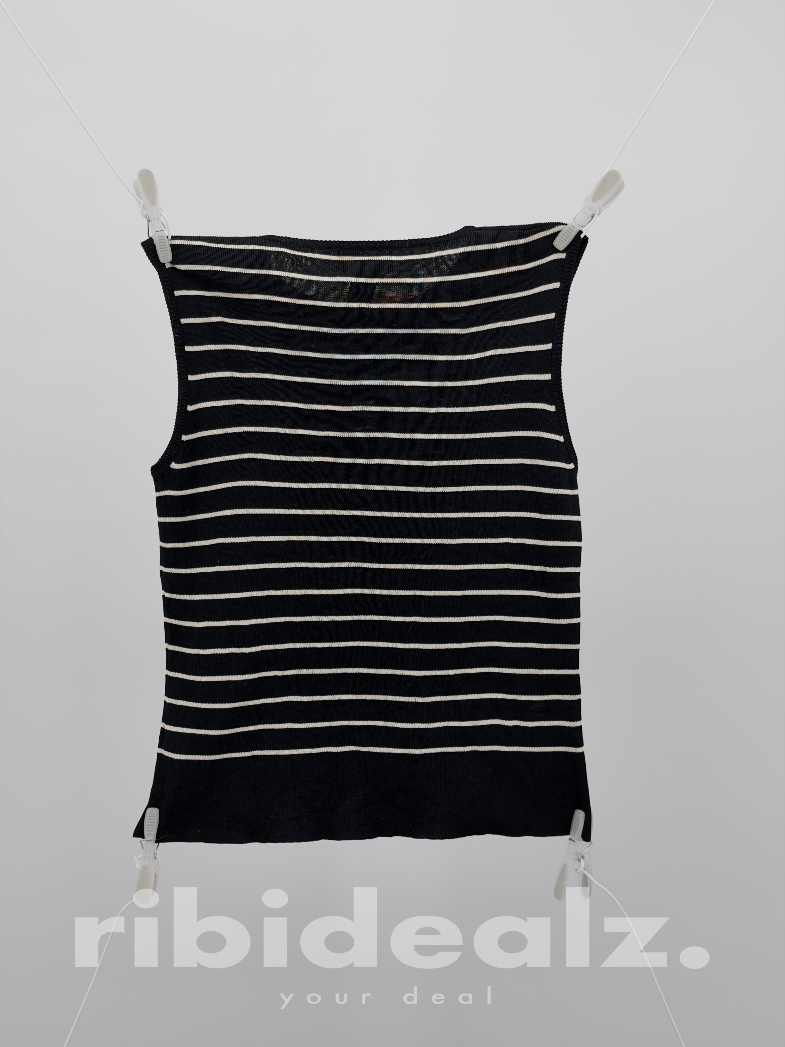 Lauren Ralph Lauren Seidentop Gestreift Schwarz Weiß Größe M Petite Damen
