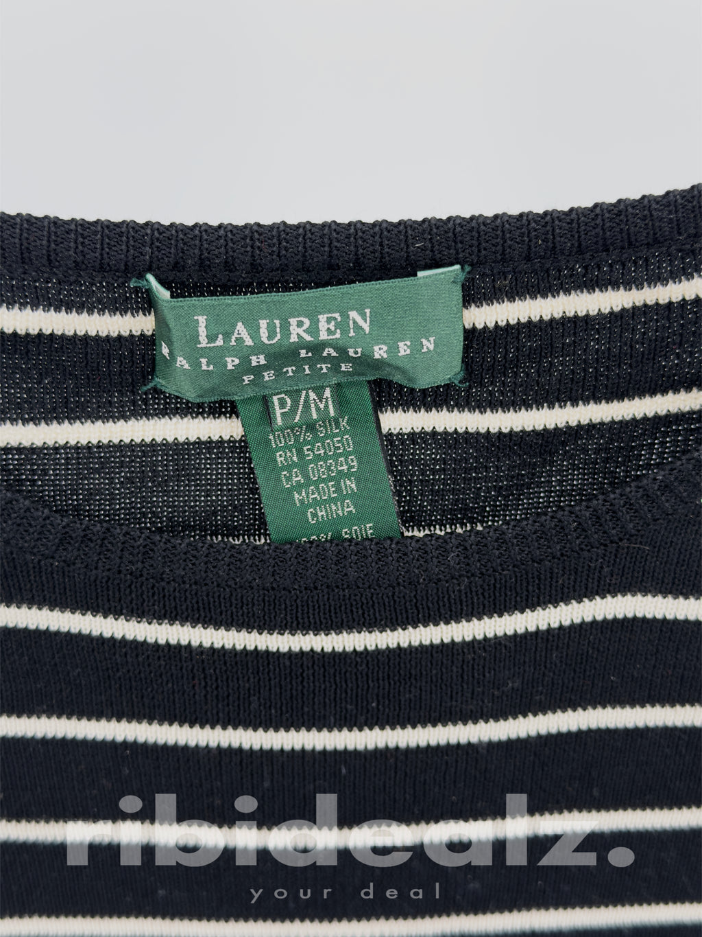 Lauren Ralph Lauren Seidentop Gestreift Schwarz Weiß Größe M Petite Damen
